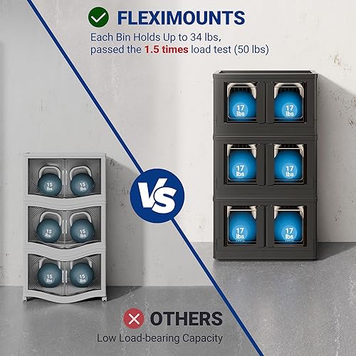 Miniatura 3 de FLEXIMOUNTS Contenedores de almacenamiento apilables de 75 cuartos de galón con tapas, contenedores de almacenamiento plegables de plástico,
