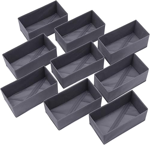 Miniatura 1 de DIOMMELL Paquete de 9 cajas de almacenamiento de tela plegables para armario, aparador, cajón, cestas de tela, contenedores divisores para ropa,