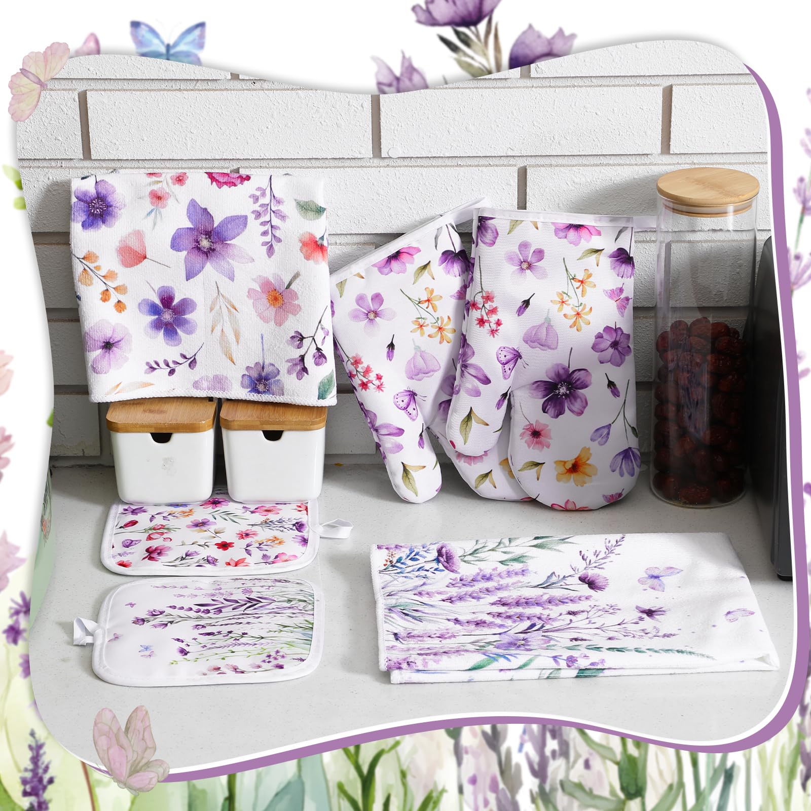 Geschirrtücher Mit Violetten Blumen – 2 Stück, 40,6 X 61 Cm, Saugfähig & Dekorativ