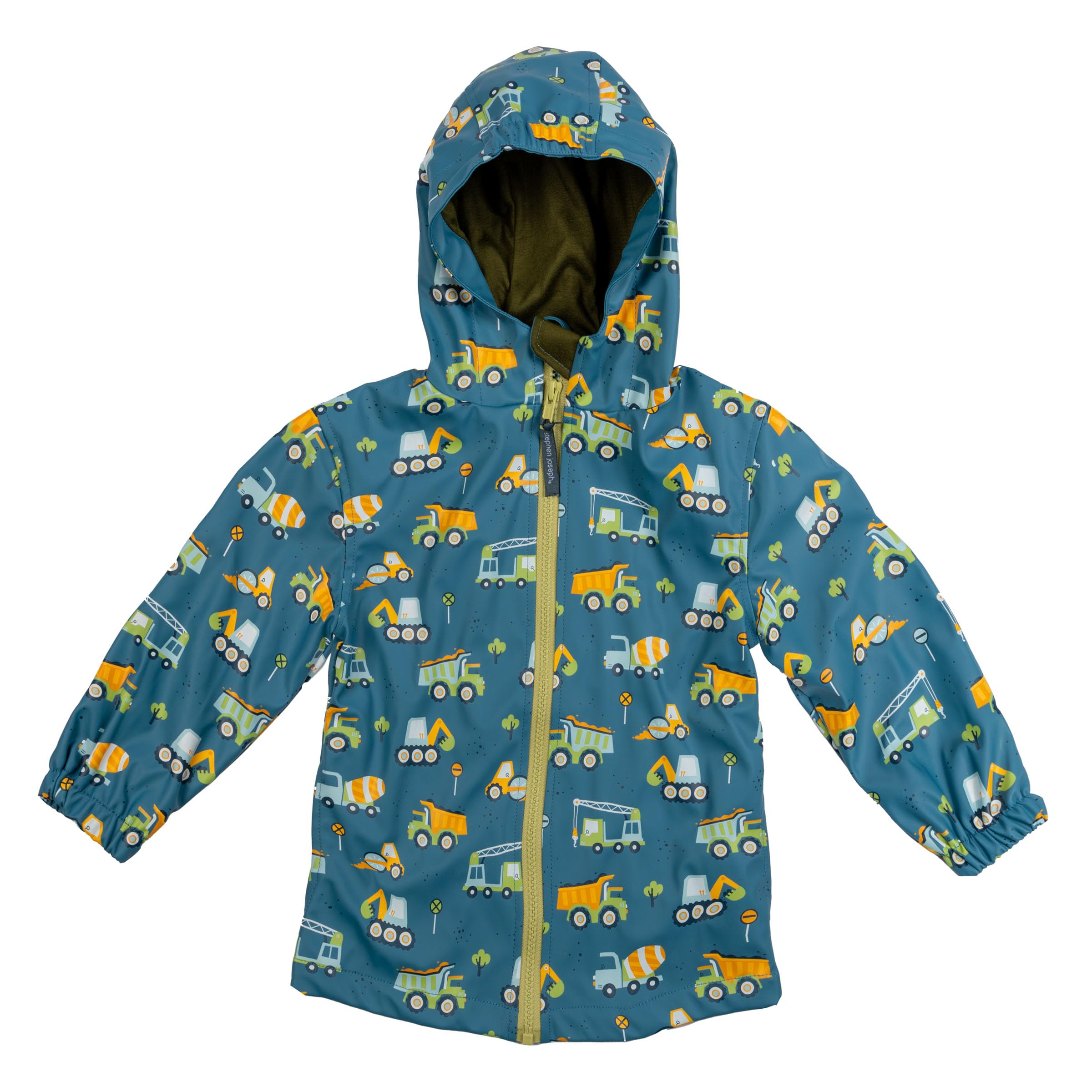 Stephen Joseph, Boys Raincoat Waterproof Jacket Polyurethane Shell Cotton Lined Hooded Outerwear for School Travel Sizes 2T-7/8