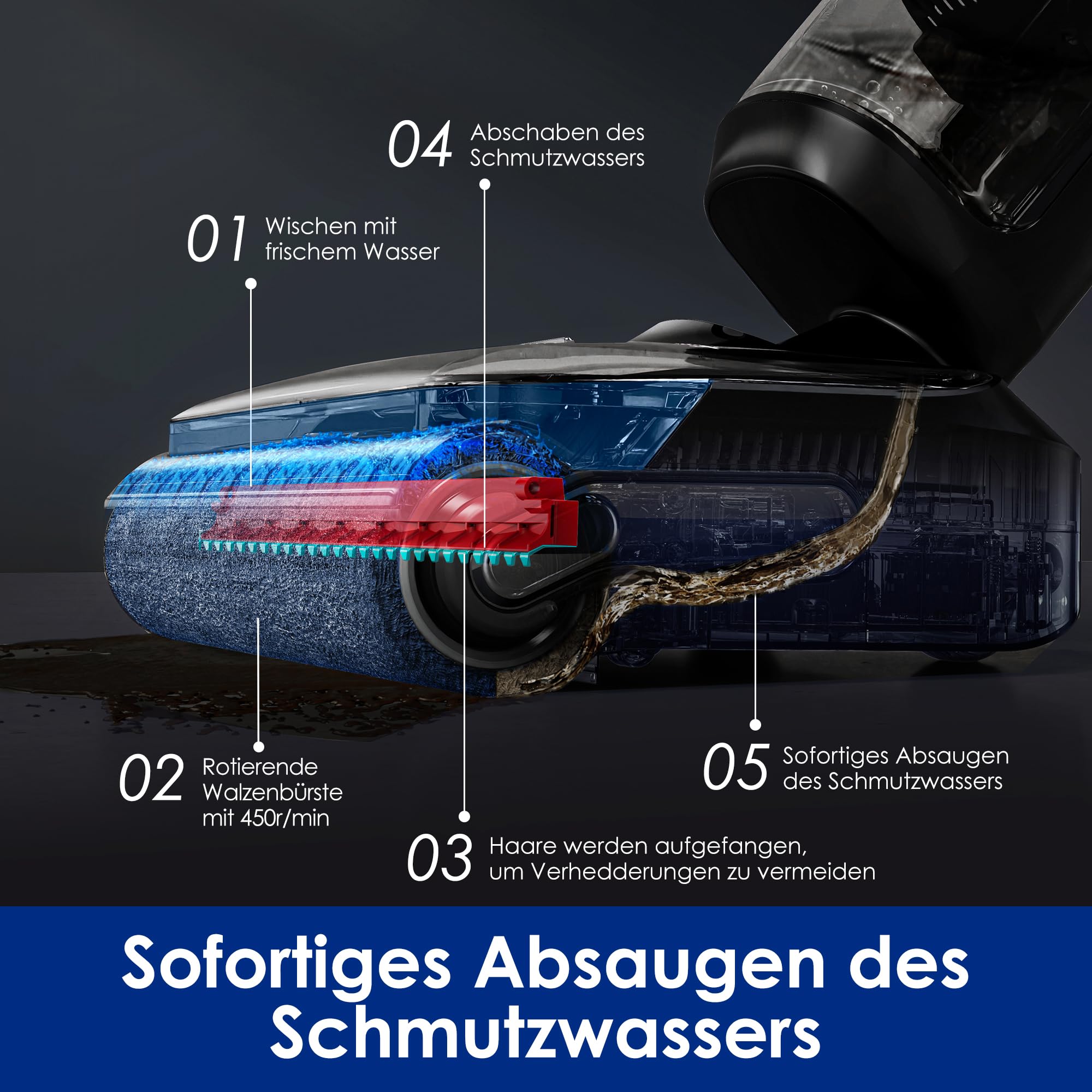 Tineco Floor ONE S7 Stretch Ultra Nass Trockensauger, 21000 Pa Saugkraft 180° Lay-Flat, 5 Min 85°C Flashdry, 50 Min Laufzeit, DualBlock Anti-Tangle, Beide Kantenreinigen, für Hartböden & Werkstatt