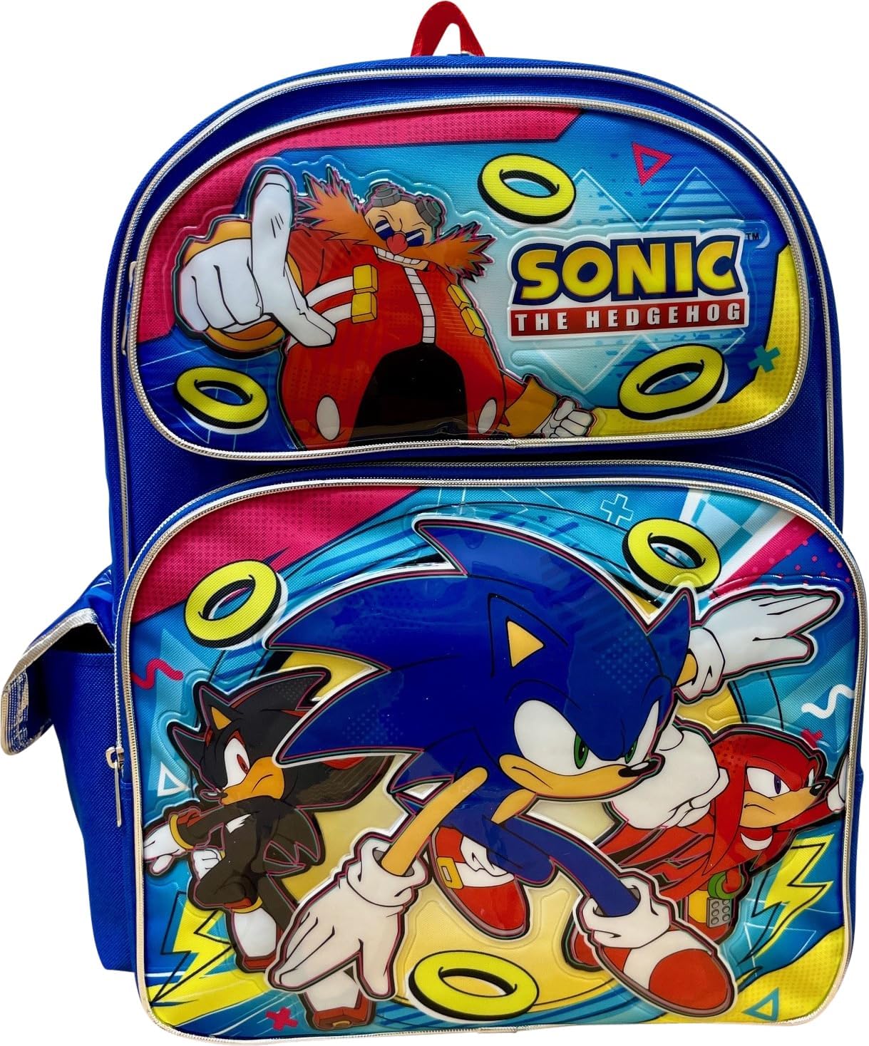 Ruz Sonic The Hedgehog Kid’s Licensed 16” Large School Backpacks with Multiple Pockets
