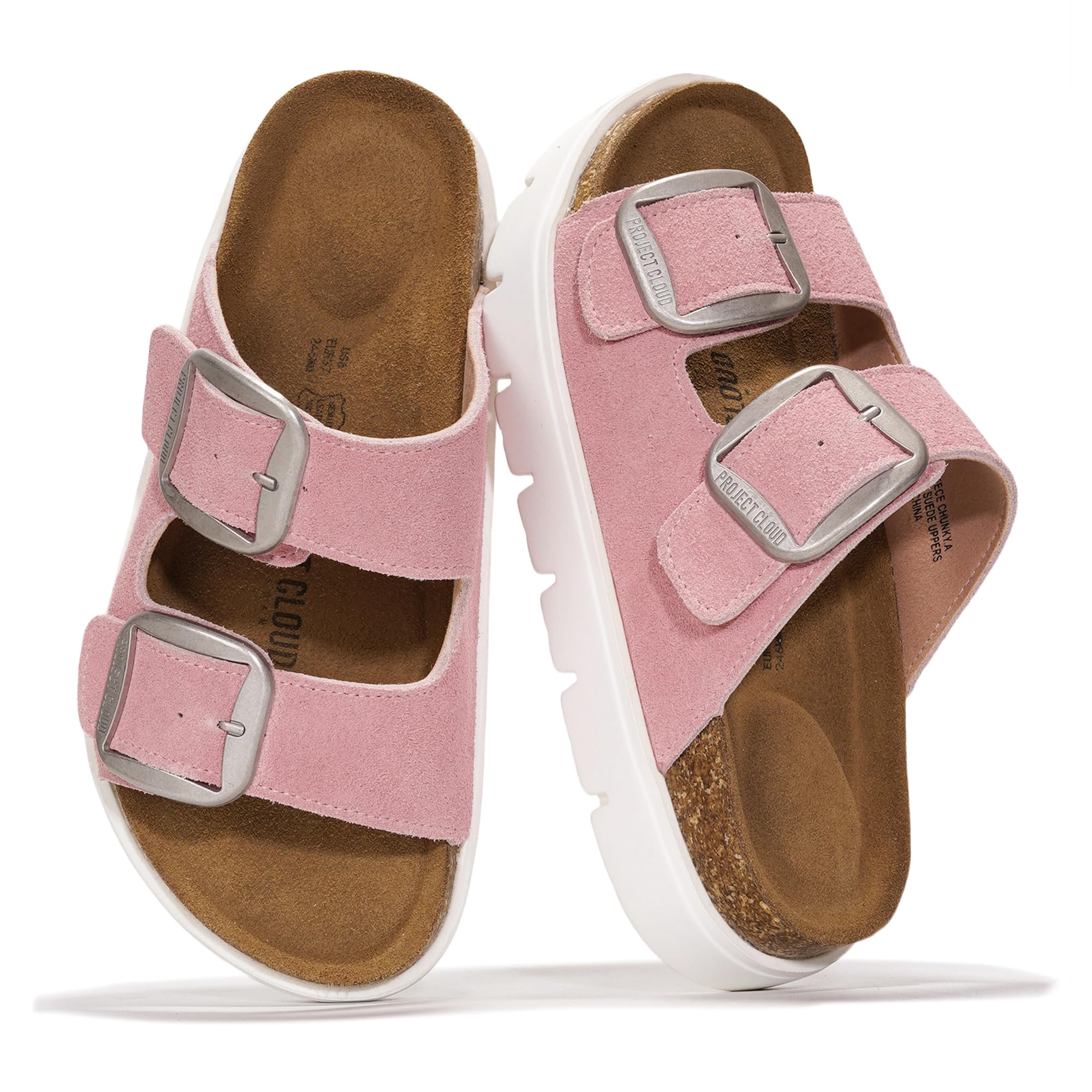 Project Cloud 100% Genuine Leather Platform Sandals Women (Greecechunky) | Wedge Chunky Sandals for Women Memory Foam Insole Cork Footbed Women Sandals Lightweight Non Slip Comfortable Casual Footwear