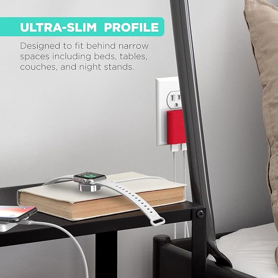 iHome Slim 2-Port USB Wall Charger, Flat Multiport Travel Plug Adapter