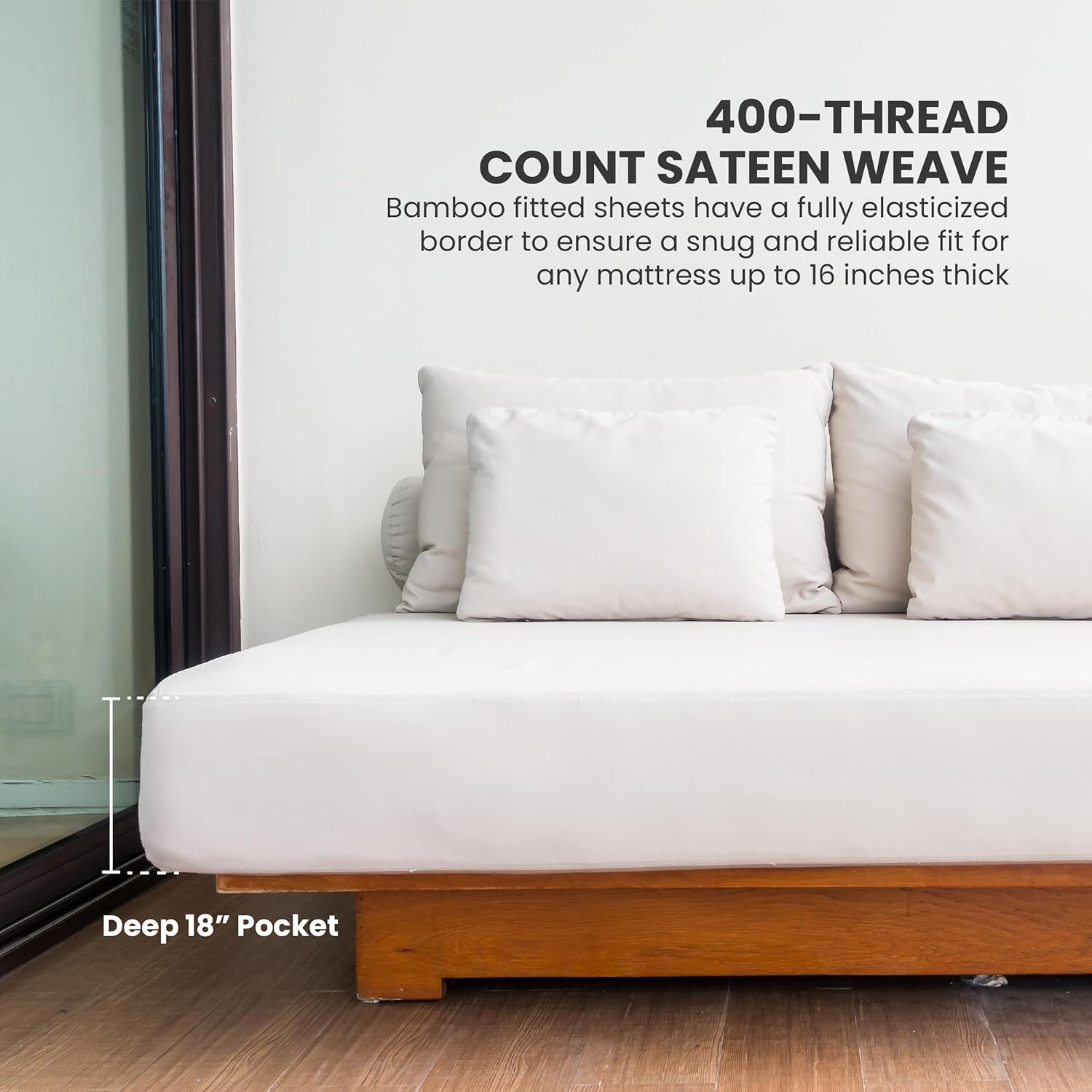 Premium Viscose from Bamboo Sheet Set- Ultra Soft, Temperature Regulating, Ivory, Queen Size