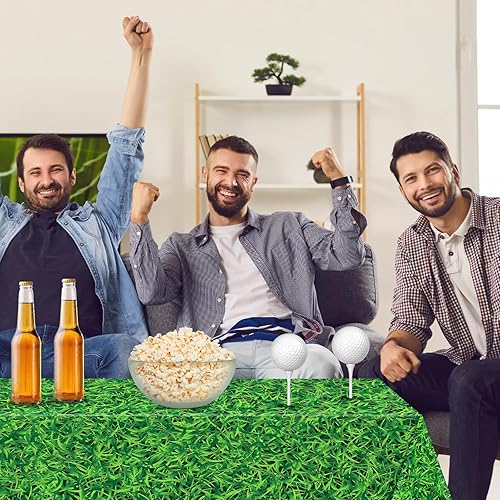 Miniatura 4 de Mixweer 6 manteles de plástico de golf de 54 x 108 pulgadas, para fiesta de golf, desechables, con patrón de hierba, suministros de fiesta, temática