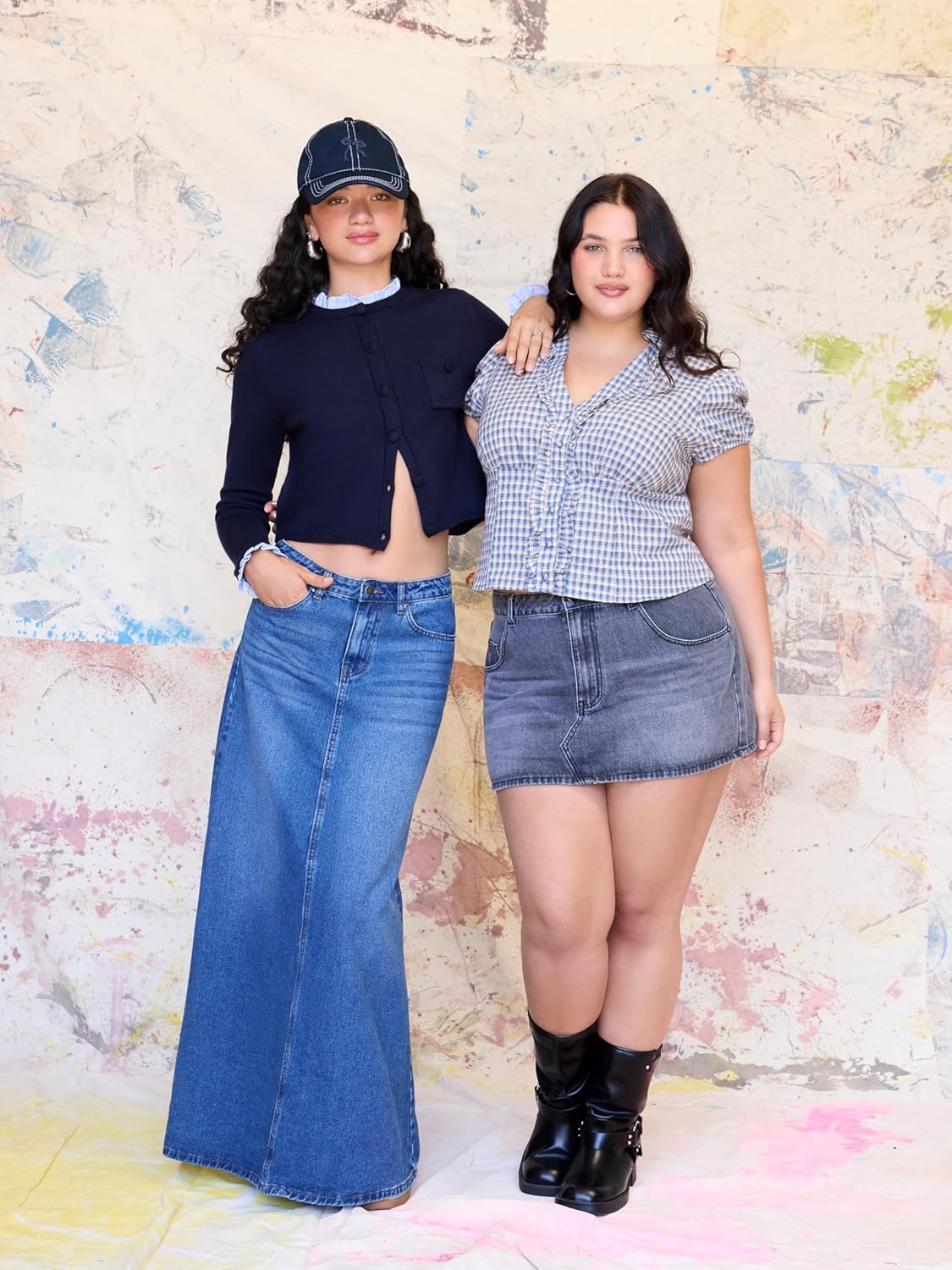 CIDER Denim Skirt Jean Skirt Maxi Skirt A Line Long Skirt High Waist Frayed Hem Denim The Maxi with Pocket