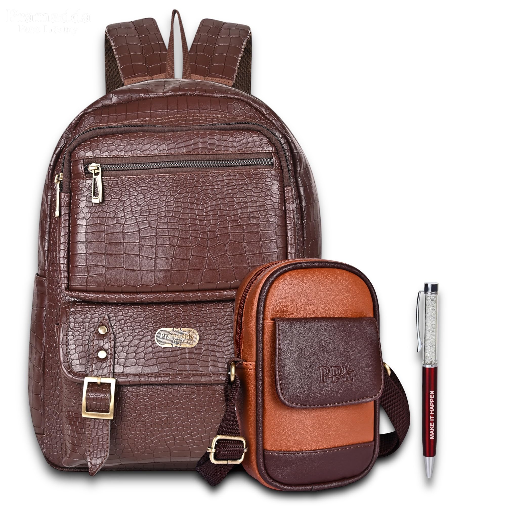 Pramadda Pure Luxury Trendy Vegan Leather Laptop Backpack & Side Crossbody Sling Bag for Men Women Combo | Special Birthday Anniversary Corporate Gift Pack | Unique Useful Gift Set. (B0CD1RKBXC) Amazon Price History, Amazon Price Tracker