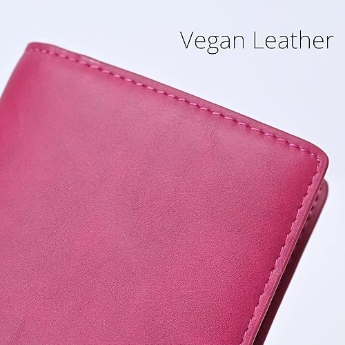 Miniatura 5 de Alldaily Ultra Delgado Fina Cartera para Mujer Bloqueo RFID Titular de Tarjetas de Crédito Bifold Largo Billfold Damas, Fucsia púrpura, Minimalista