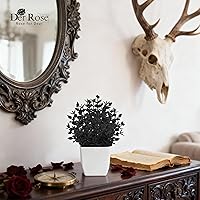 Vista 4 de Der Rose Paquete de 2 Pequeñas Plantas Falsas Negras Mini Plantas Artificiales en Maceta para Decoración de Halloween Mesa Escritorio Hogar Oficina