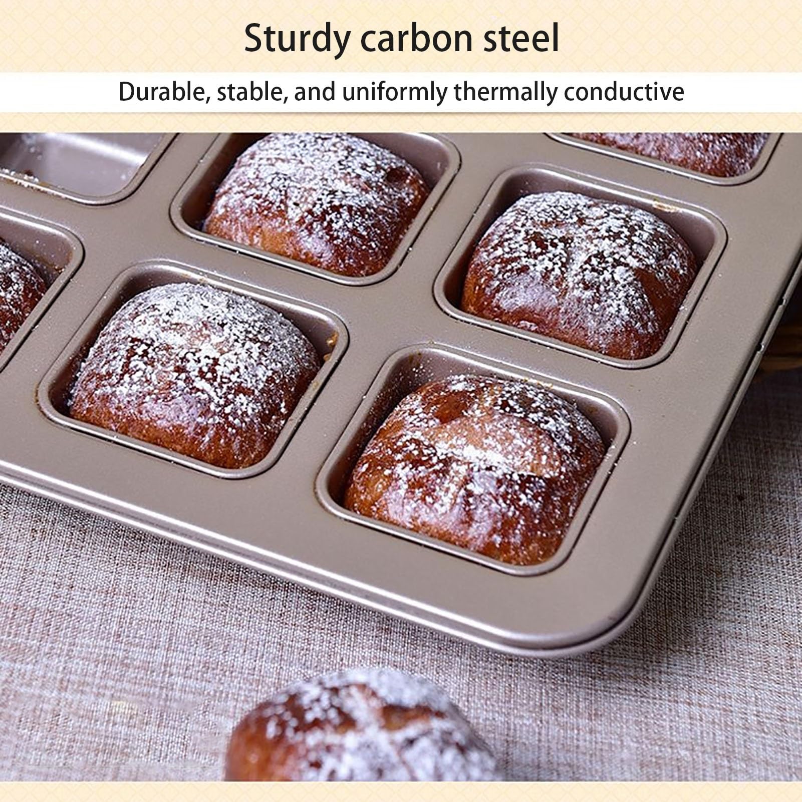 Cuadrado Molde Magdalenas Horno De 9 Cavidades Bandeja Para Hornear Brownie En Casa Moldes Metálicos De Acero Al Carbono Muffin Tray Recipiente Antiadherente(B)