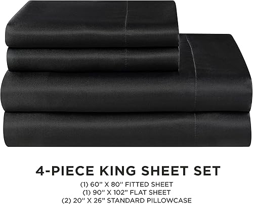 Miniatura 5 de Juicy Couture Juego de sábanas de satén de tamaño Queen, juego de sábanas sedosas de bolsillo profundo con 1 sábana bajera, 1 sábana encimera y 2