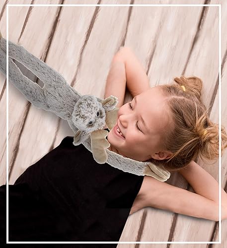 Miniatura 7 de DolliBu Animal de peluche colgante de alce con cinta de gancho y bucle, juguete de peluche súper suave para niños, adorable alce para niños y niñas,