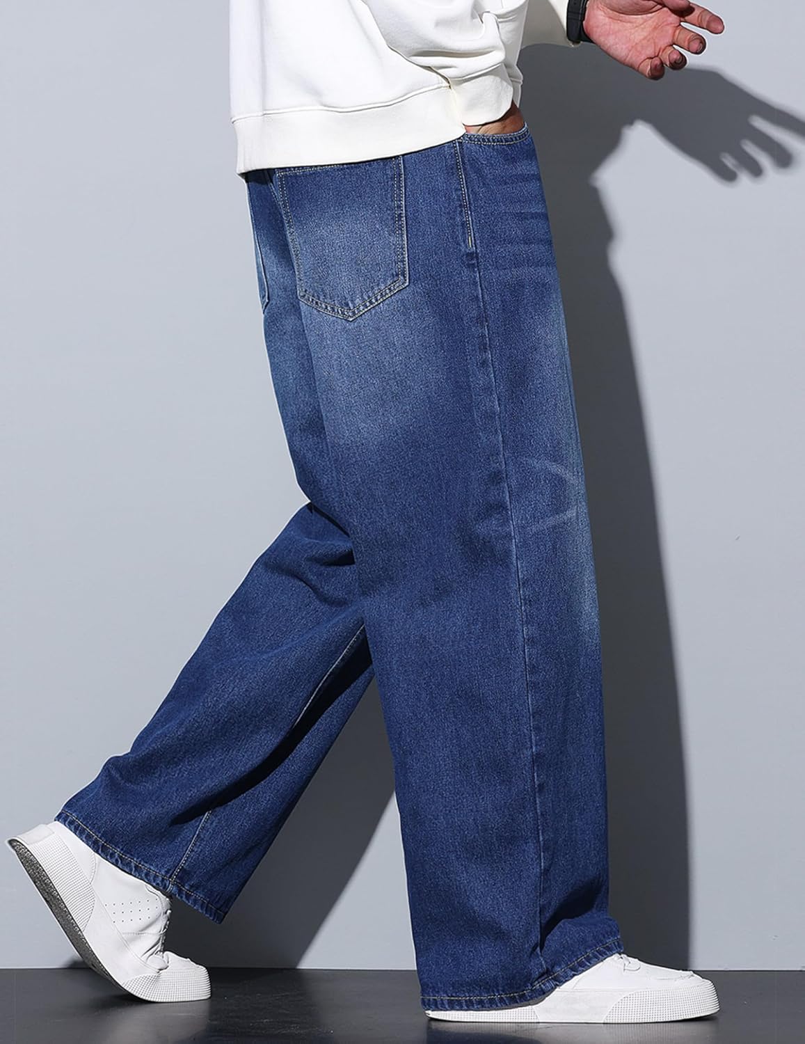 Mens Baggy Jeans Loose Fit Denim Jeans Wide Leg Hip Hop Pants Y2K Skater Trousers Streetwear - Image 6