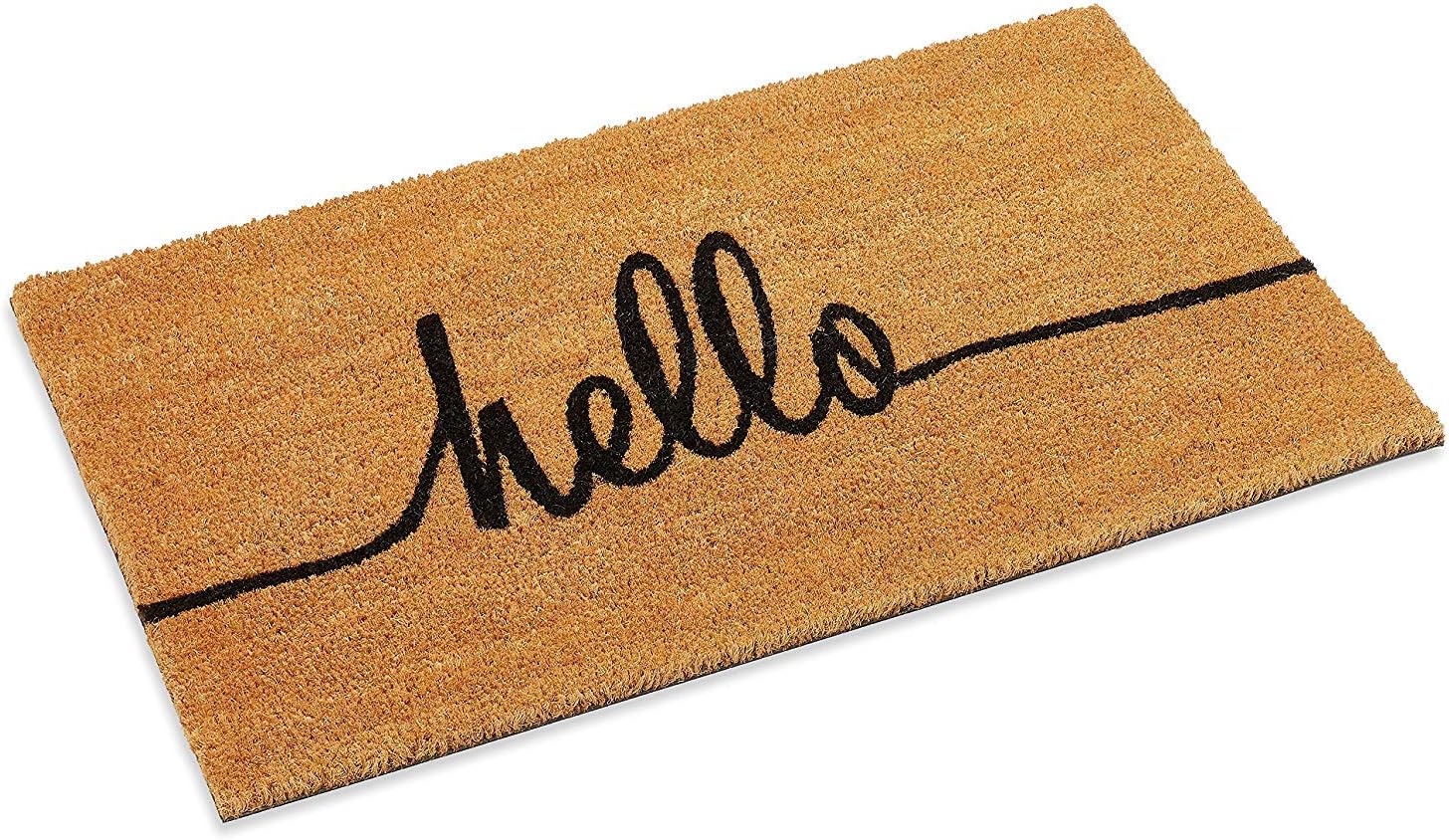 Hello Greeting coco front door outdoor mat, floor mat, Two sizes 18'' x 30'' and 22'' x 47'' (18'' x 30'')