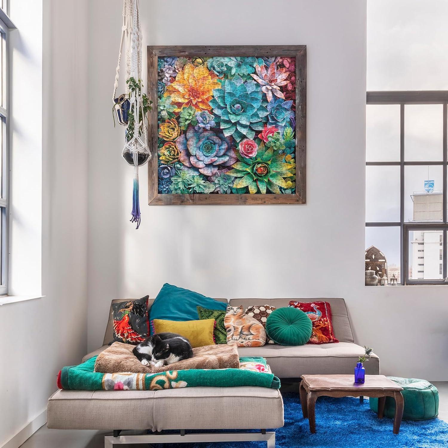 3D Succulent Puzzles for Adults 1000 Pieces Nature Plant Puzzle, Colorful Paper Cut Art Jigsaw Puzzles, Beautiful Botanical Houseplant Puzzle