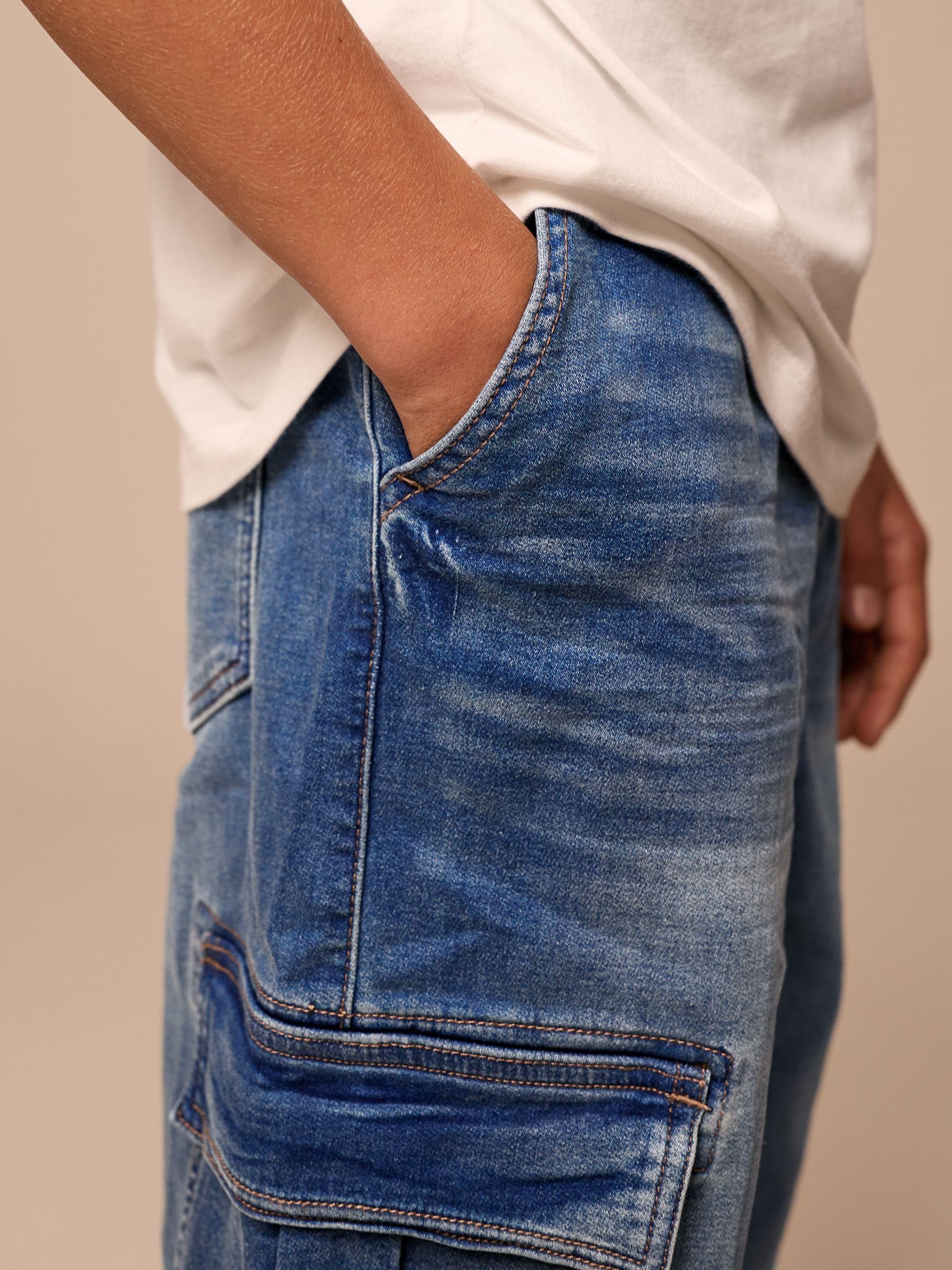 NEXT Ragazzo Jeans Cargo con Elastico in Vita