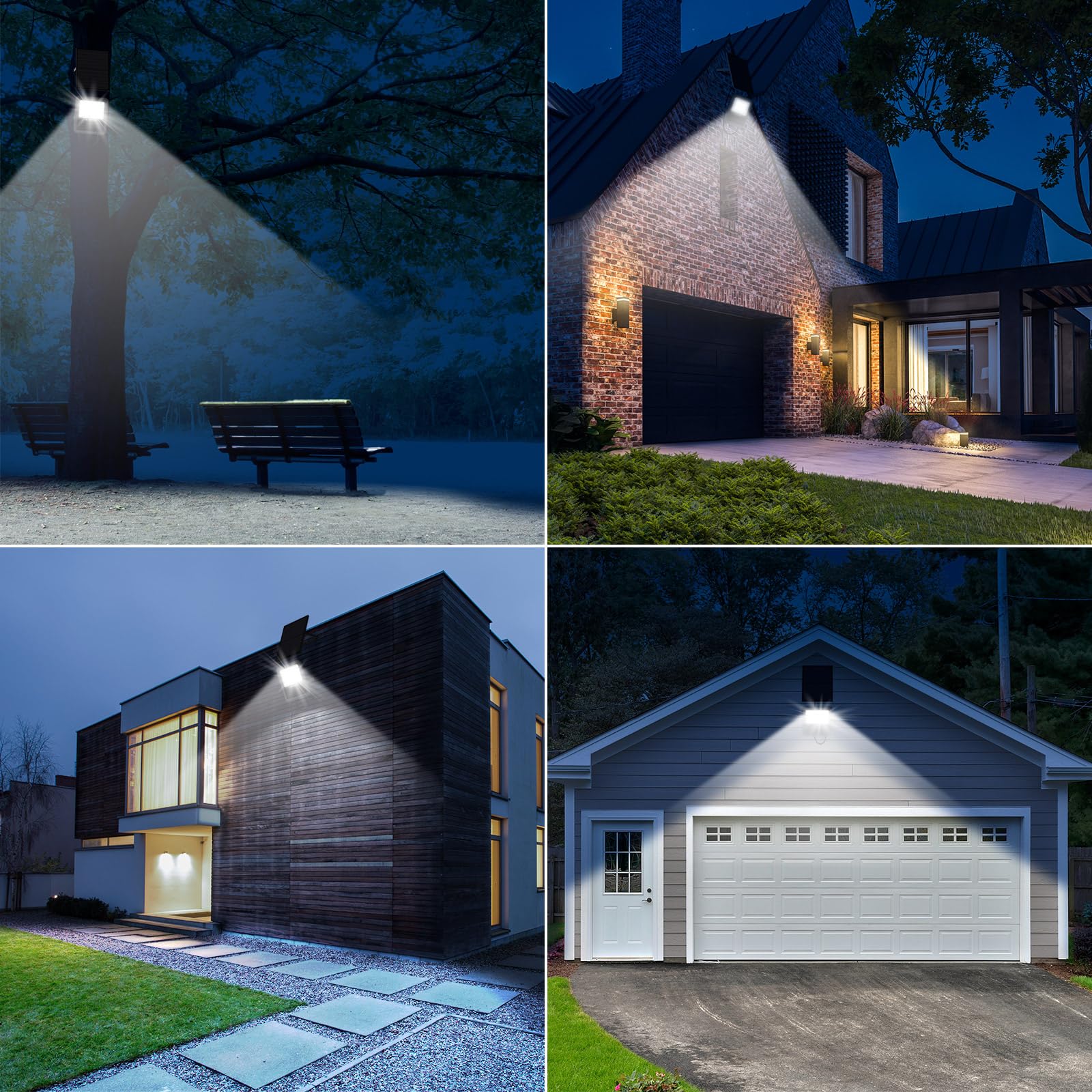 Faretti solari a led da esterno, batteria di grande capacità da 18000mAh, luci da esterno giardino solari IP66 impermeabile, 6500K, luci solari da esterno con telecomando (funzione timer)
