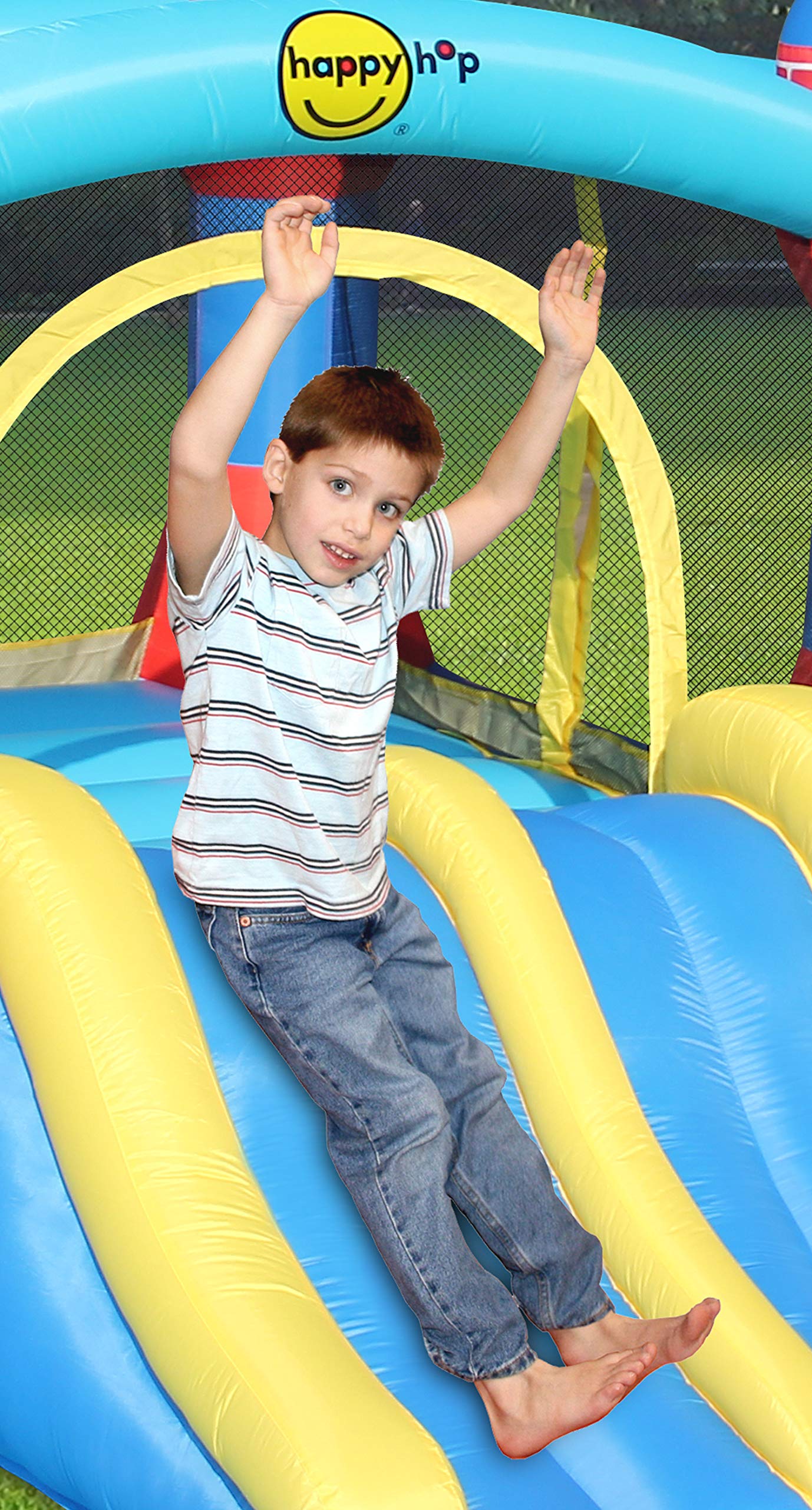 Castillo Inflable Con Doble Tobogán Hoppy Hop - Incluye Motor, Bolsa Y Kit Reparación