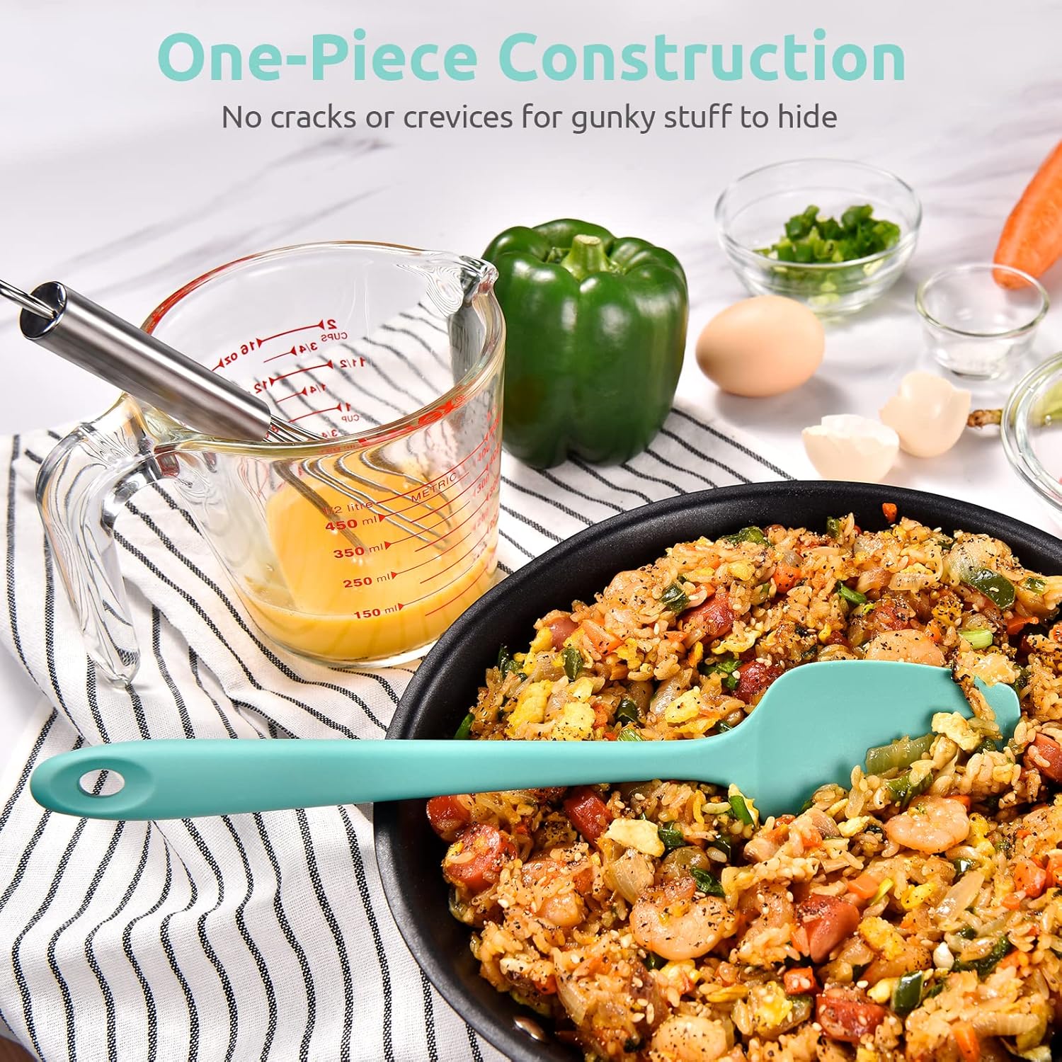 Heat Resistant Silicone Spatula Set: U-Taste 600ºF High Temp Seamless BPA-Free Food Grade Flexible Rubber Silicon Kitchen Cooking Mixing Baking Scraper for Nonstick Cookware Set of 4 (Aqua Sky): Home & Kitchen