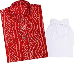 TinySteps® Traditional Bandhani Print Kids Festive Ethnic Wear Boys Cotton Kurta Pajama Set