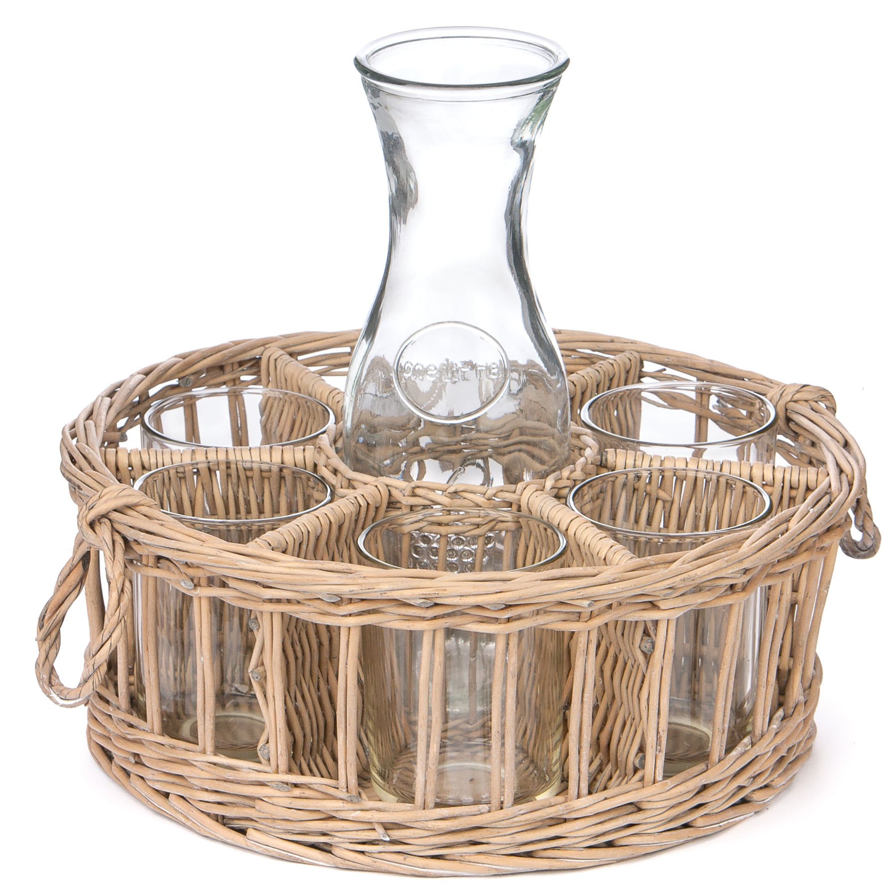 Skalny Round Willow and Glass Server, 12.5 x 4.75 x 10.75