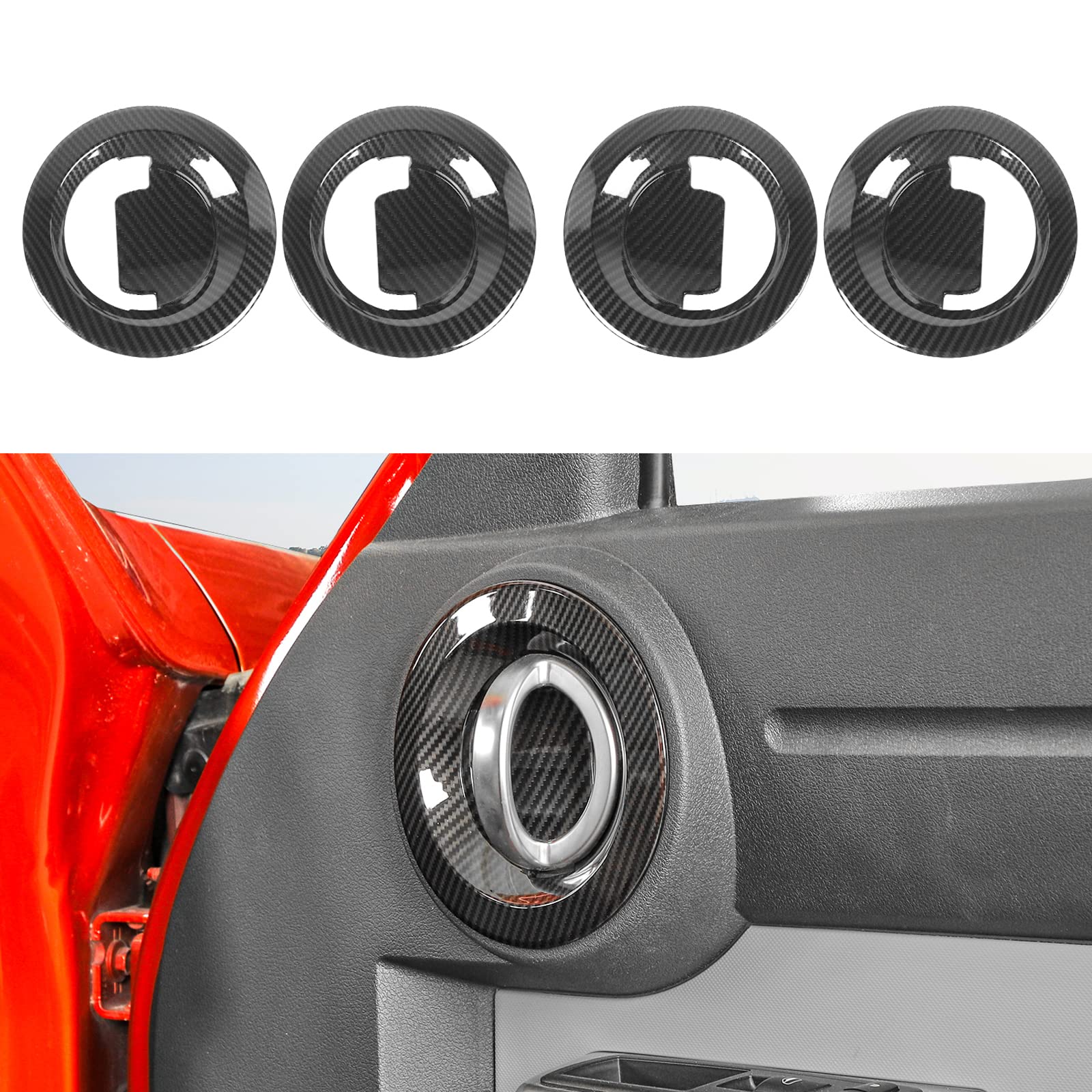 Jimen 4pcs Interior Door Handle Bowl Cover Trim for 2007-2012 Dodge Nitro (Carbon Fiber)