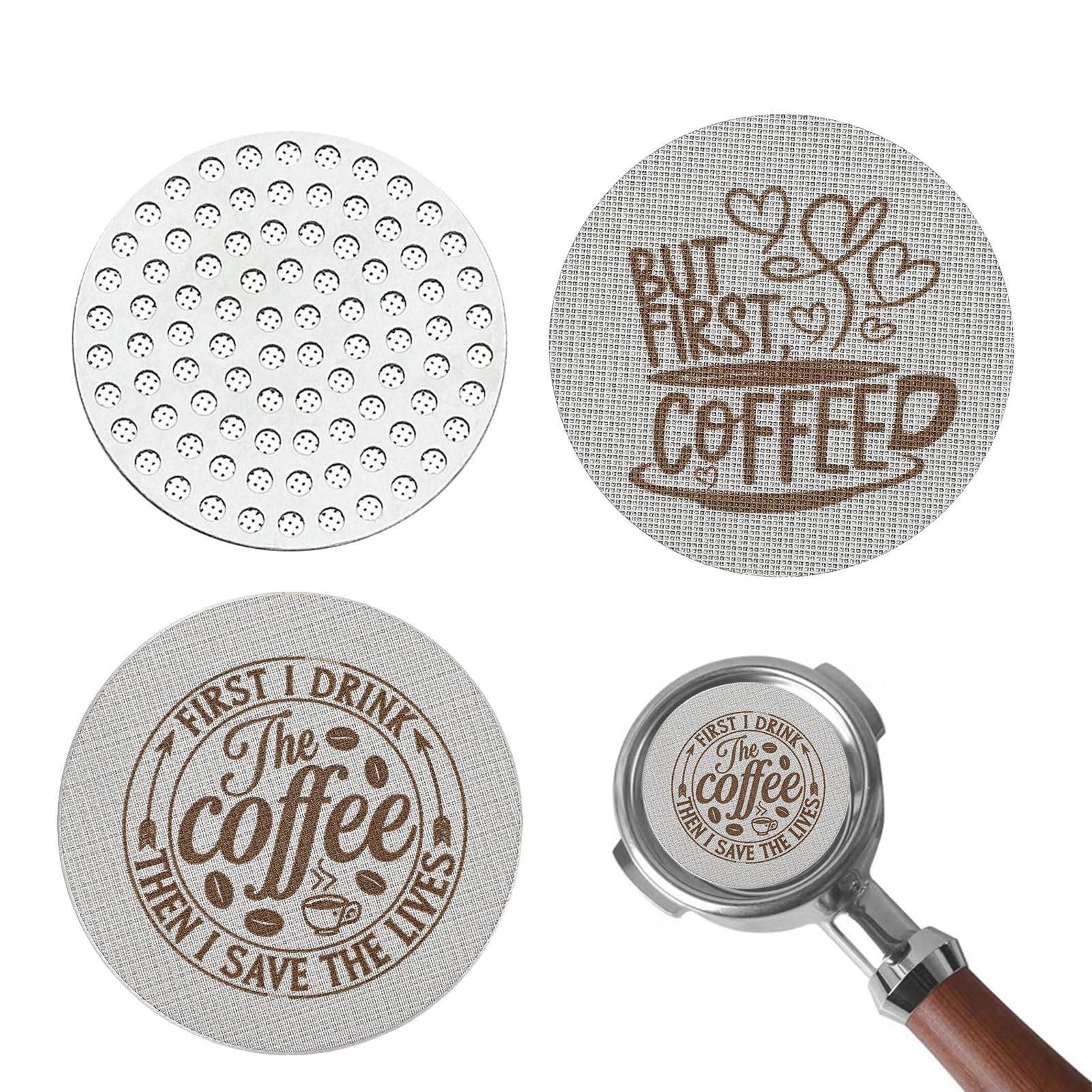 FunnAura 3Pcs Coffee Puck Screen, 53.5/53MM Reusable Stainless Steel Coffee Filter Mesh Plate for Espresso Portafilter Basket