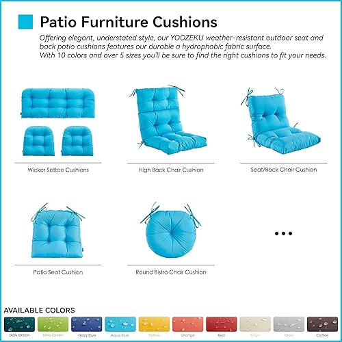 Miniatura 6 de YOOZEKU Cojines redondos para sillas bistró para exteriores, cojines de asiento redondos de 15 pulgadas con lazos para sillas de patio al aire