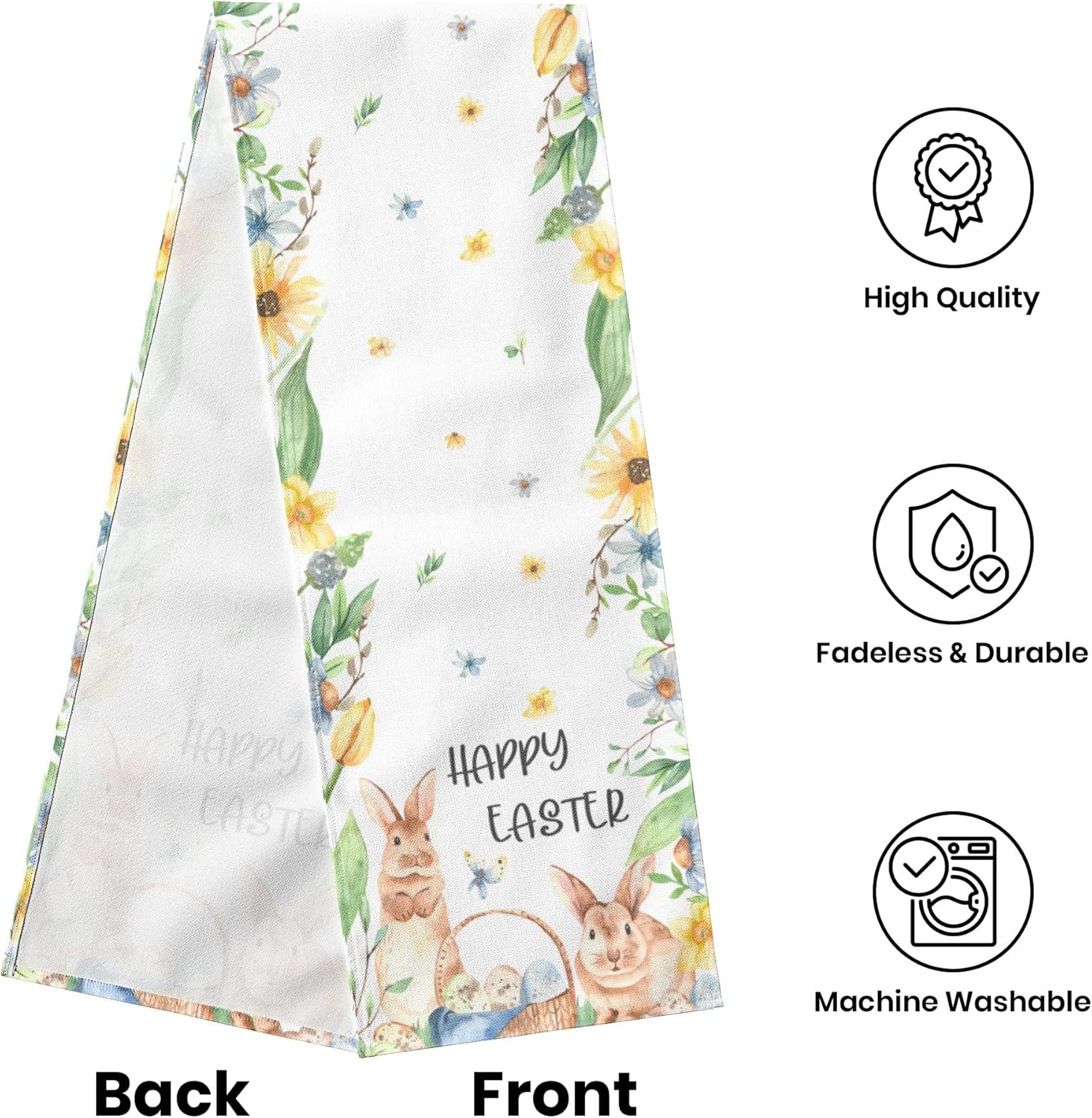 Easter Table Runner 72 inches Long, Easter Decorations for The Home, Bunny Floral Farmhouse Easter Table Decorations for Indoor Outdoor Home Holiday Party Decor (Rabbit Decor Runner, 13x72 inch) : Home & Kitchen
