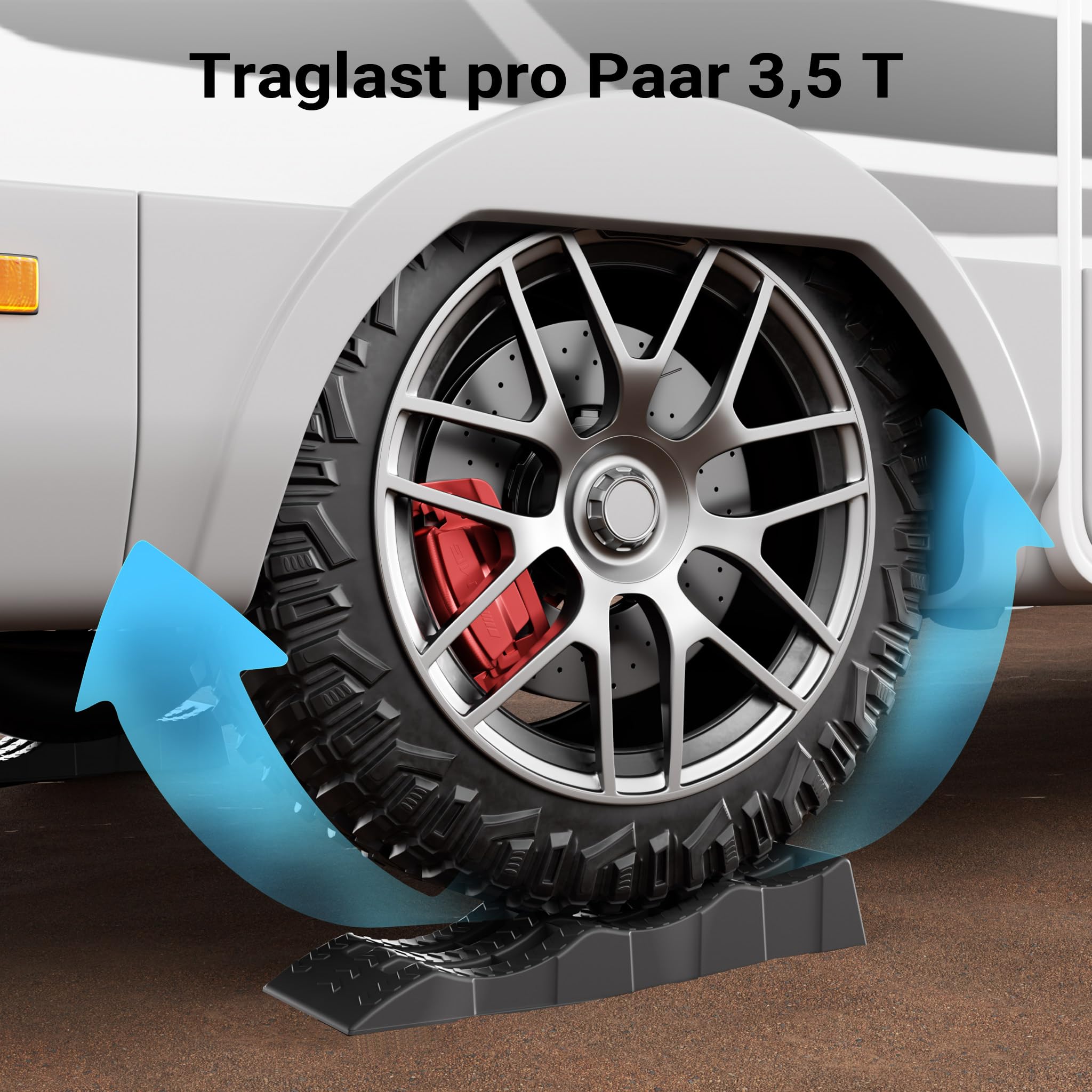 XPOtool Auffahrkeile Wohnmobil 2 Stück 40/70/100 mm 3,5 t Auffahrkeile Set für Wohnwagen mit Tragetasche und Wasserwaage