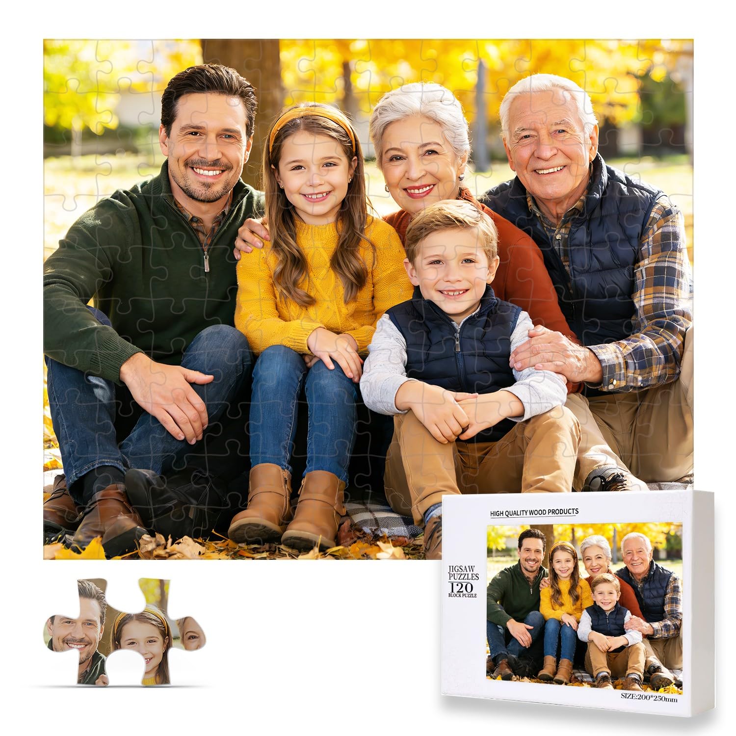 Custom Puzzle from Photo, Personalized Puzzle for Adults 120/200/300/500/1000 Pieces, Customized Jigsaw Puzzle Gift for Family, Wedding, Friend