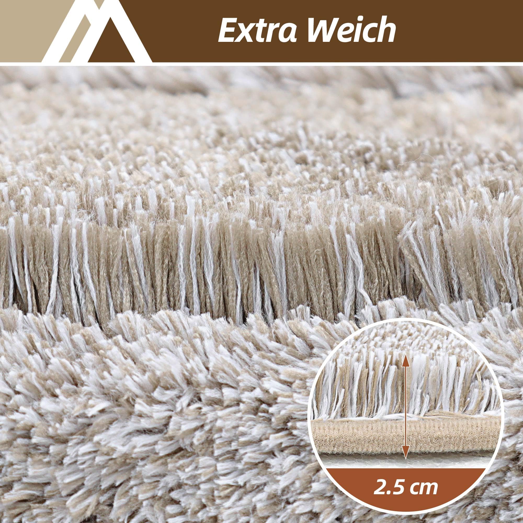 COSY HOMEER Badezimmerteppich 50 x 150 cm, Beige