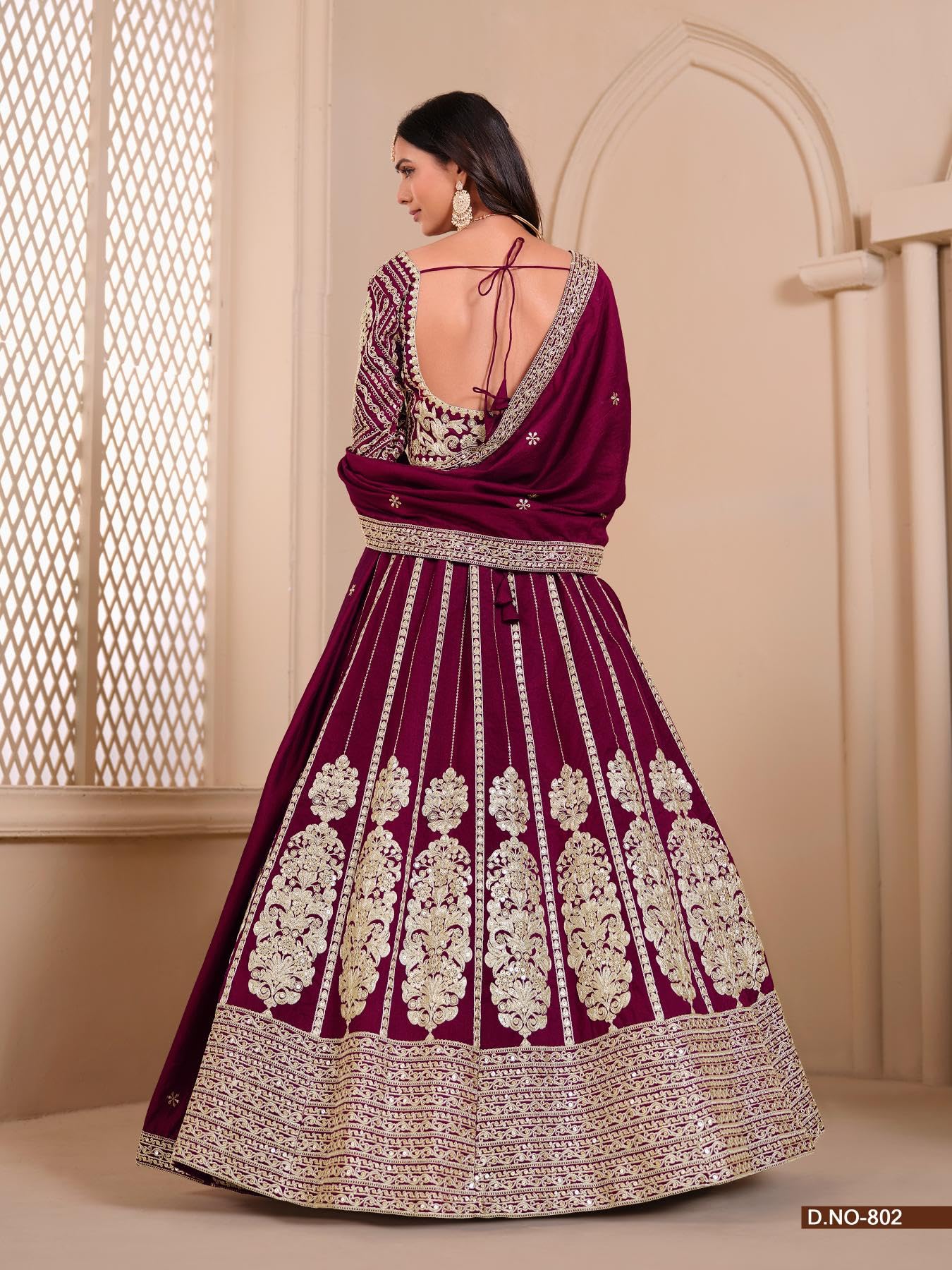 Indyjskie kobiety sztuka jedwab zaręczyny odzież haft praca Lehenga Choli 12409