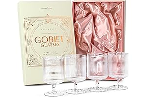 GLASSIQUE CADEAU Vintage Art Deco Ribbed Goblet Cocktail Glasses