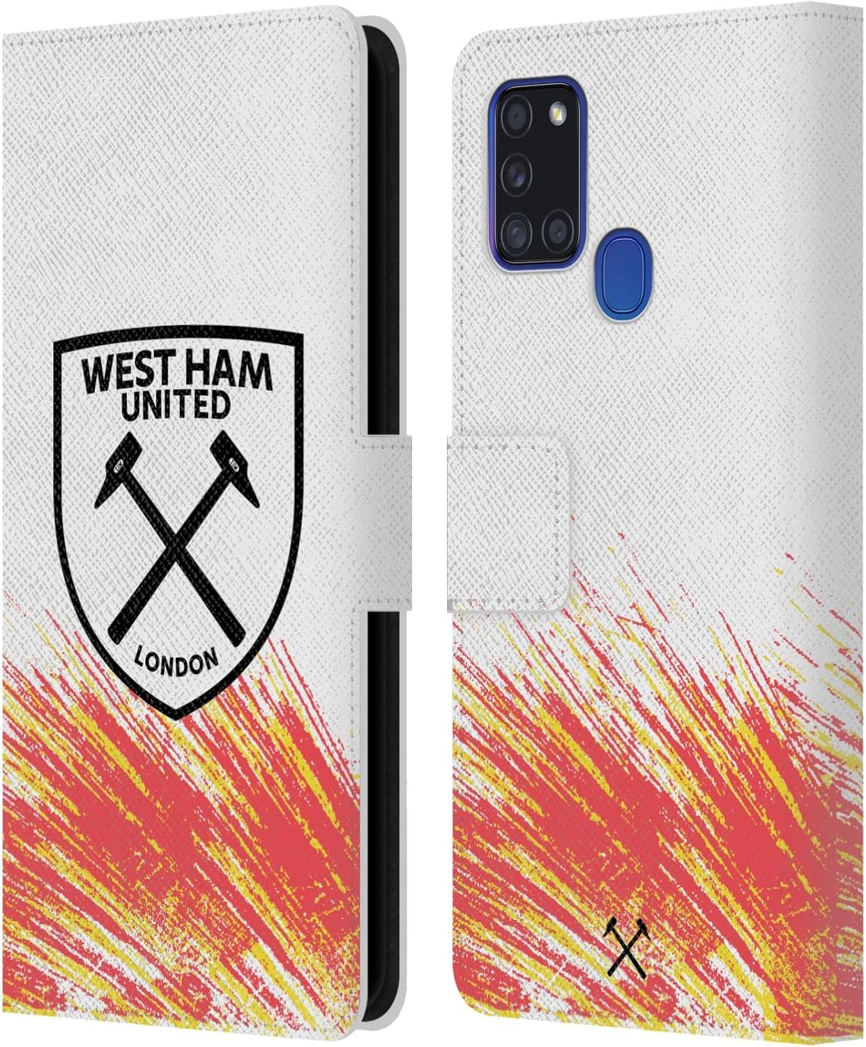 Head Case Designs Officially Licensed West Ham United FC Third 2022/23 Crest Kit Leather Wallet Case Compatible with Samsung Galaxy A21s (2020)