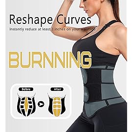 ANGOOL Neopren Waist Trainer For Women,Workout Plus Size Trimmer Belt Sauna Sweat Corset Cincher With Zipper M Gray-Dark