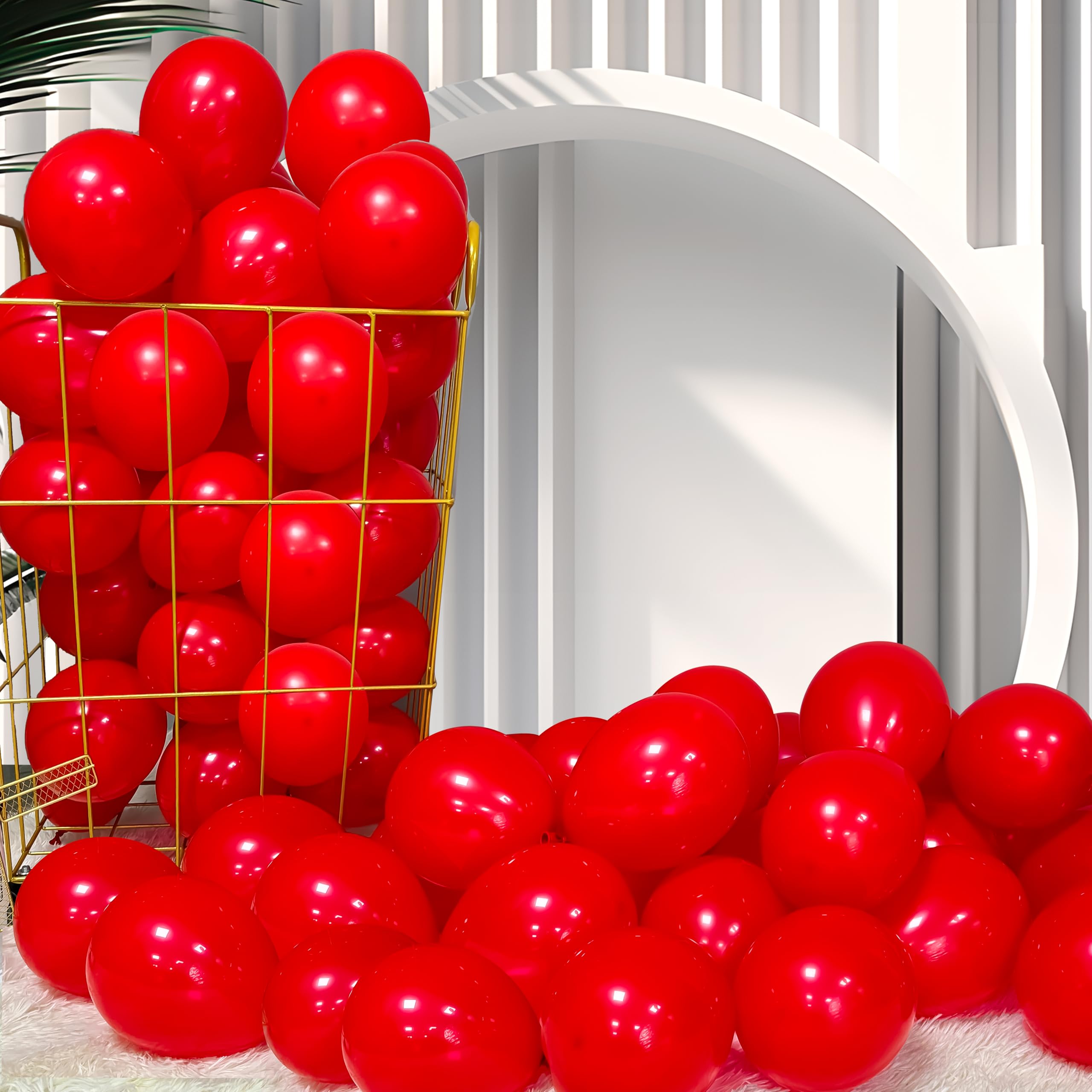 Firomi Small Red Balloons 5-inch 100 Pack Helium Matte Round Thicken Latex Red Balloon for Birthday Party Wedding (with 2 Ribbons)