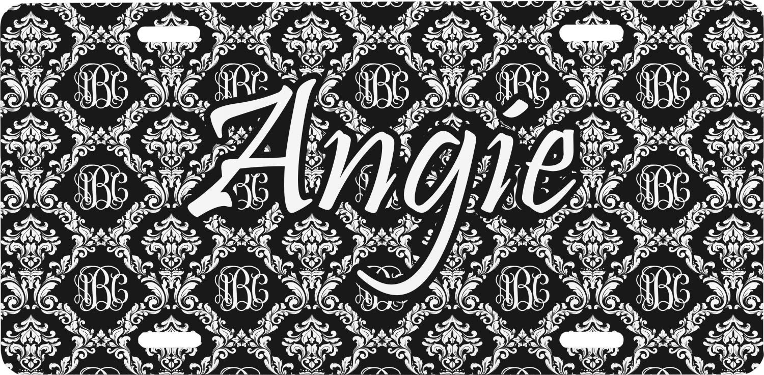 RNK Shops Personalized Monogrammed Damask Front License Plate