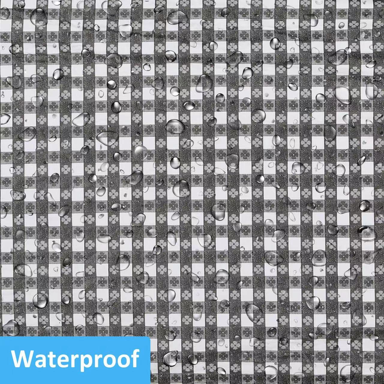 3-teilige Vinyl-Picknicktischdecke Mit Bänkebezügen - Wasserdicht, Elastisch, Flanellrückseite, Karomuster