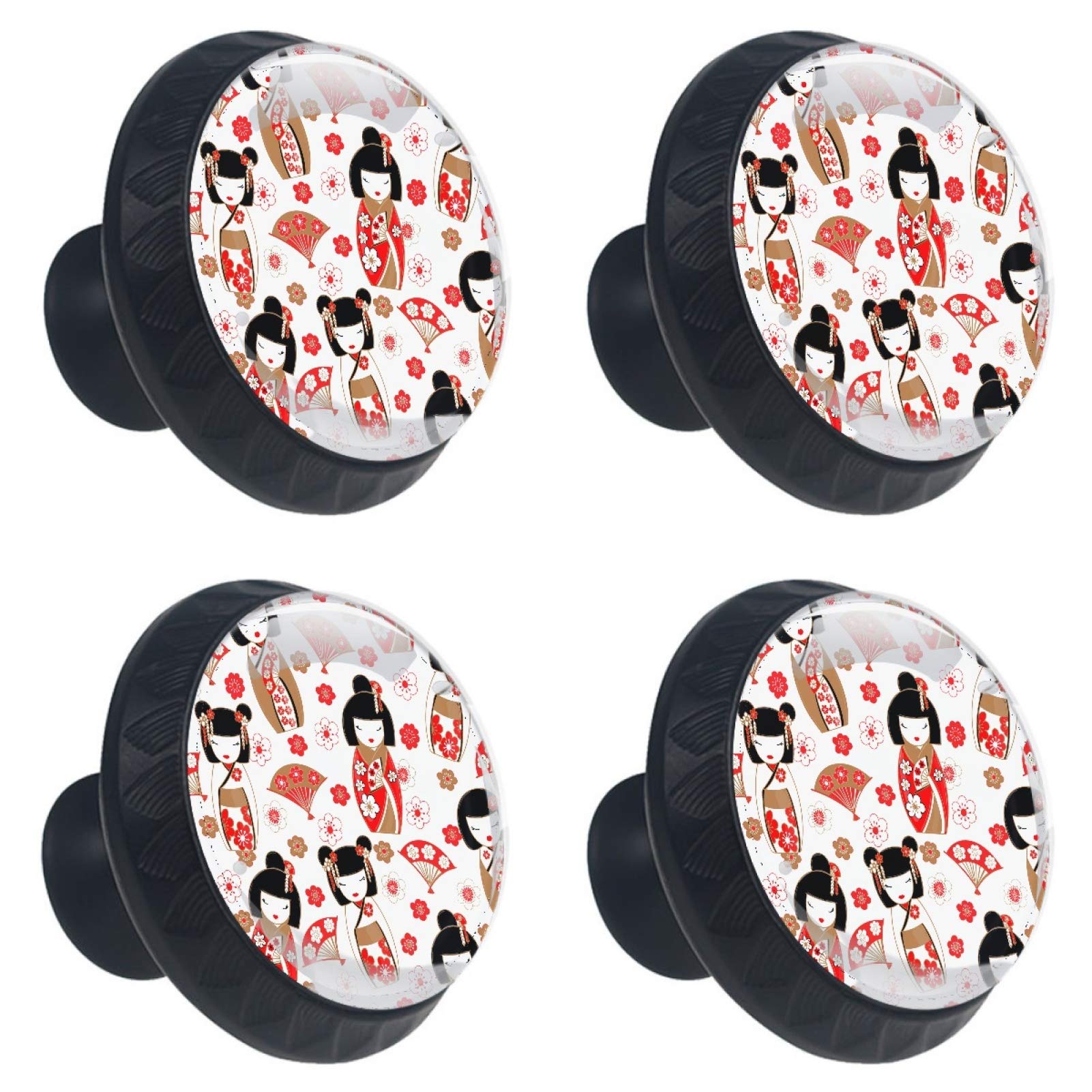Boutons de meuble poupées japonaises en verre de 30 mm d'épaisseur