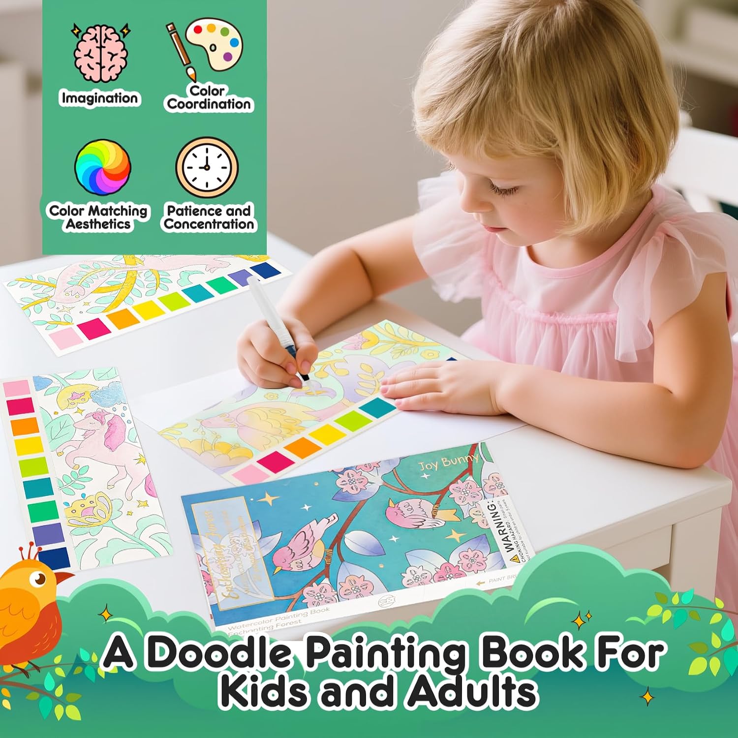 Watercolor Painting Coloring Books Pocket Watercolor