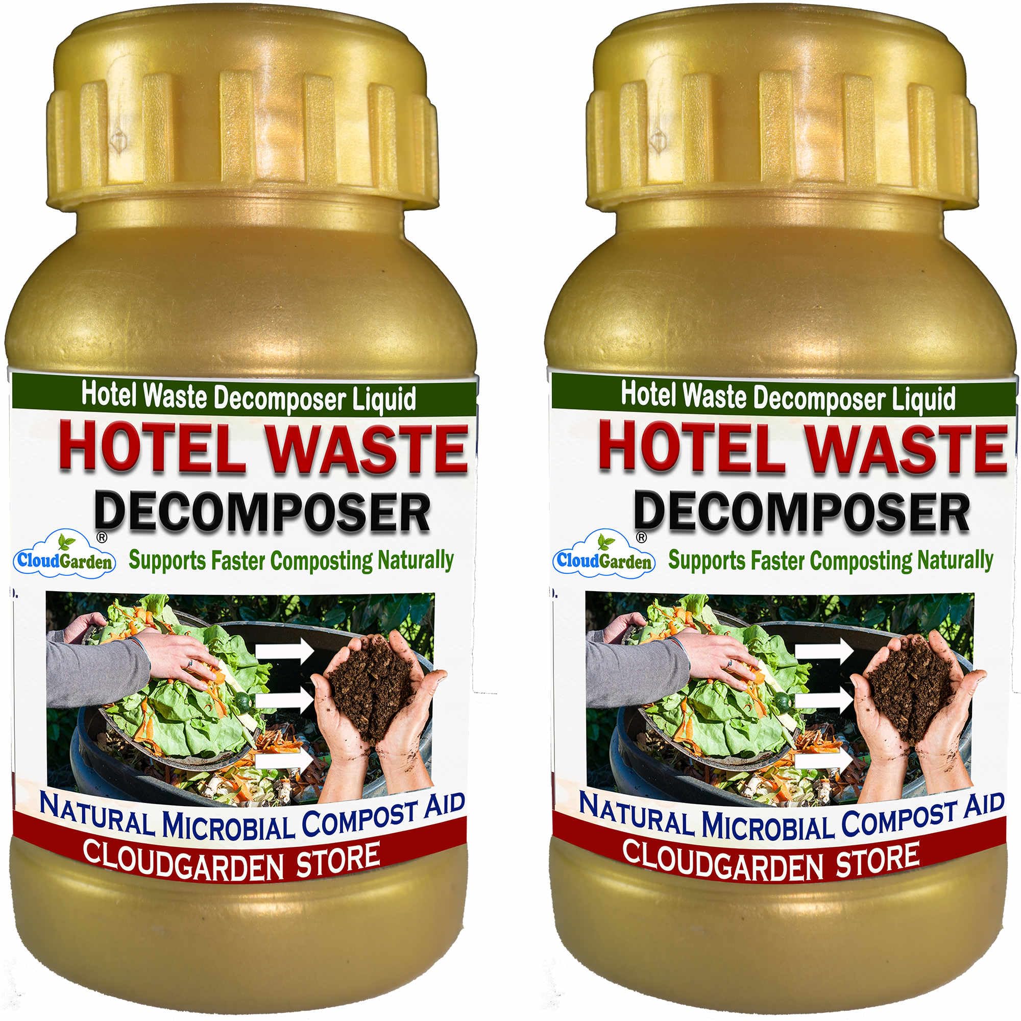 CloudGarden 250ml (125ml x 2 Bottles) Hotel Waste Decomposer Liquid – Microbial Compost Culture for Converting Food Waste into Compost at Home or Commercial Units