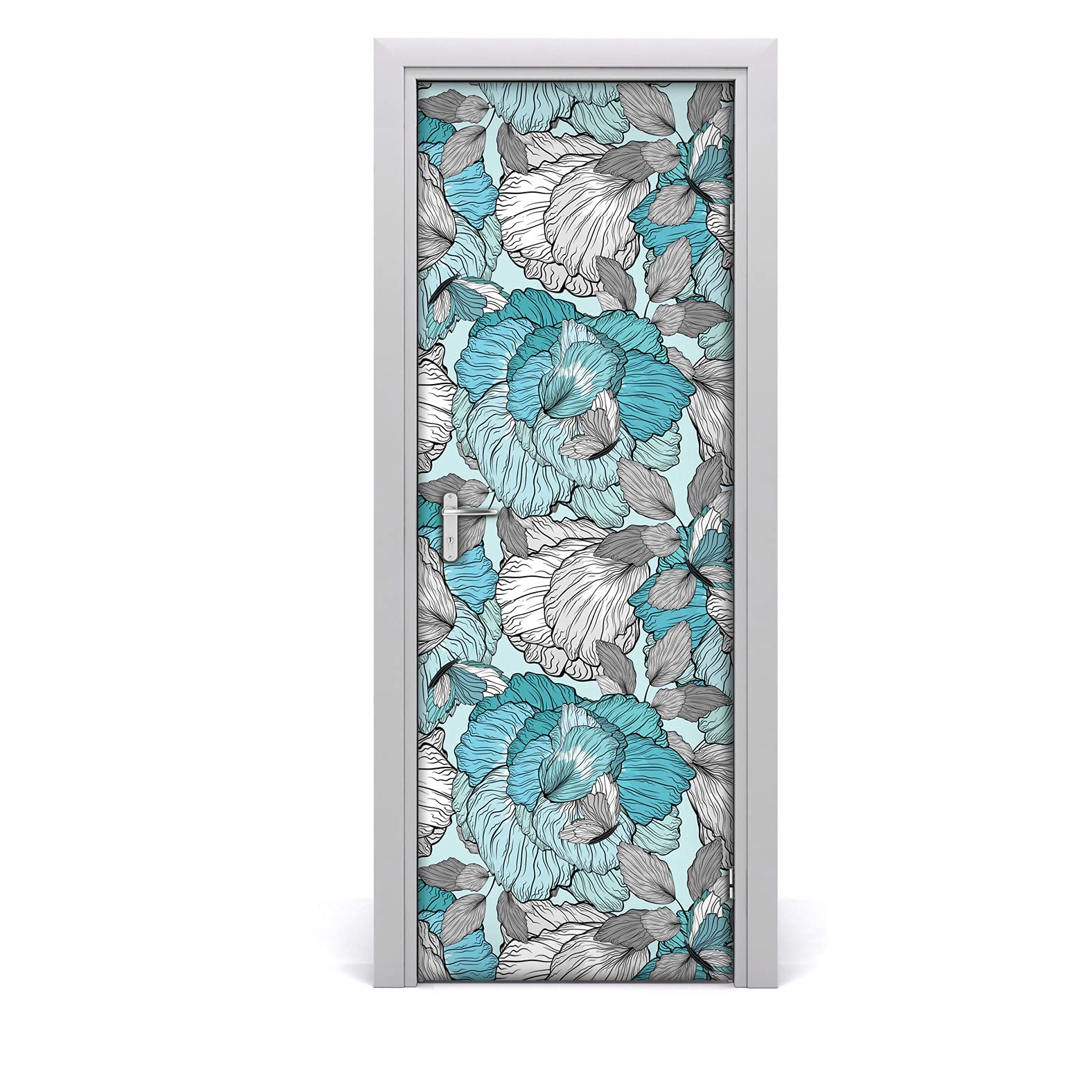 Papier peint sur la porte imperméable et auto-adhésif 70x200cm décor floral