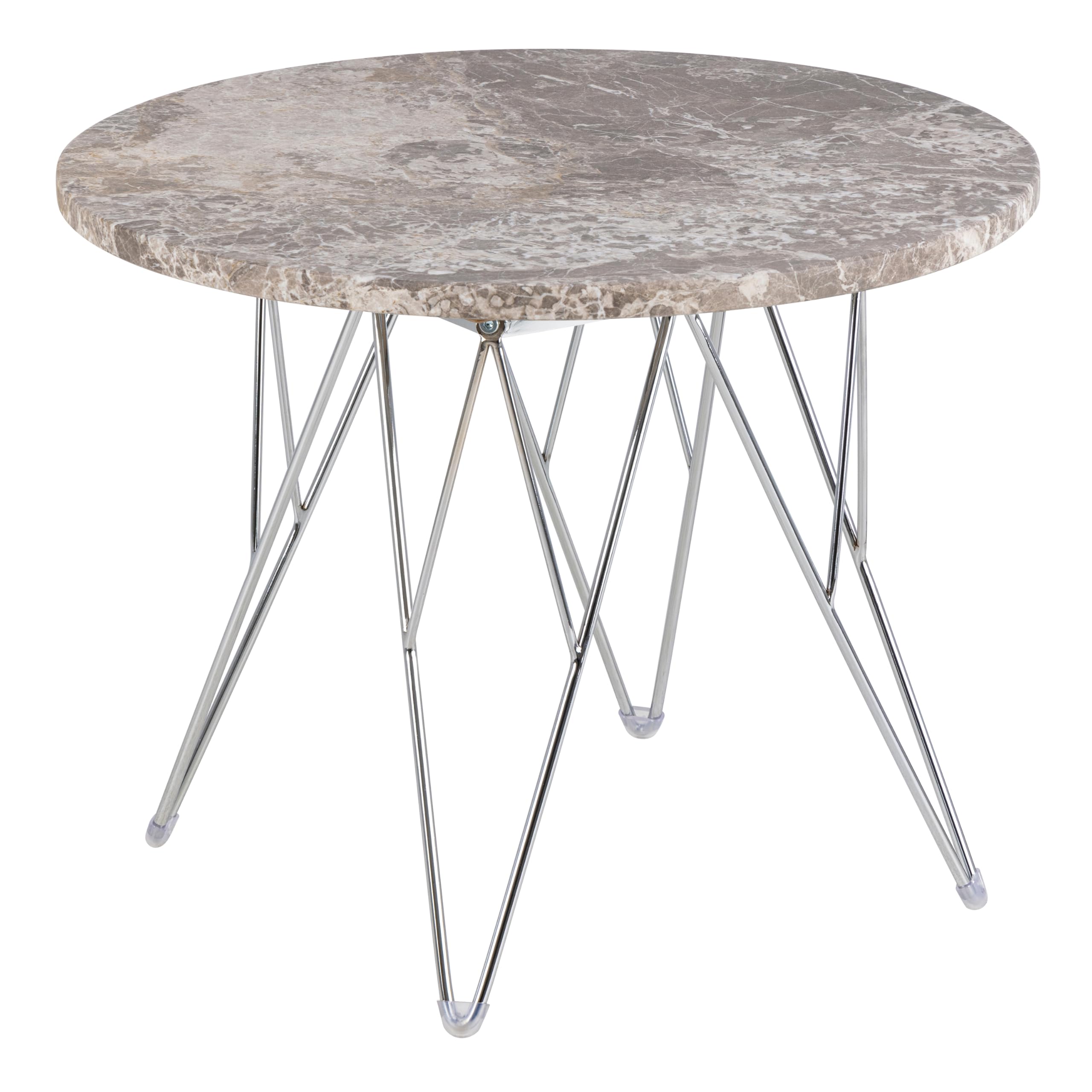 Furniture To Go | Prunus, Grey & Brown, Round Side Table with Marble Top