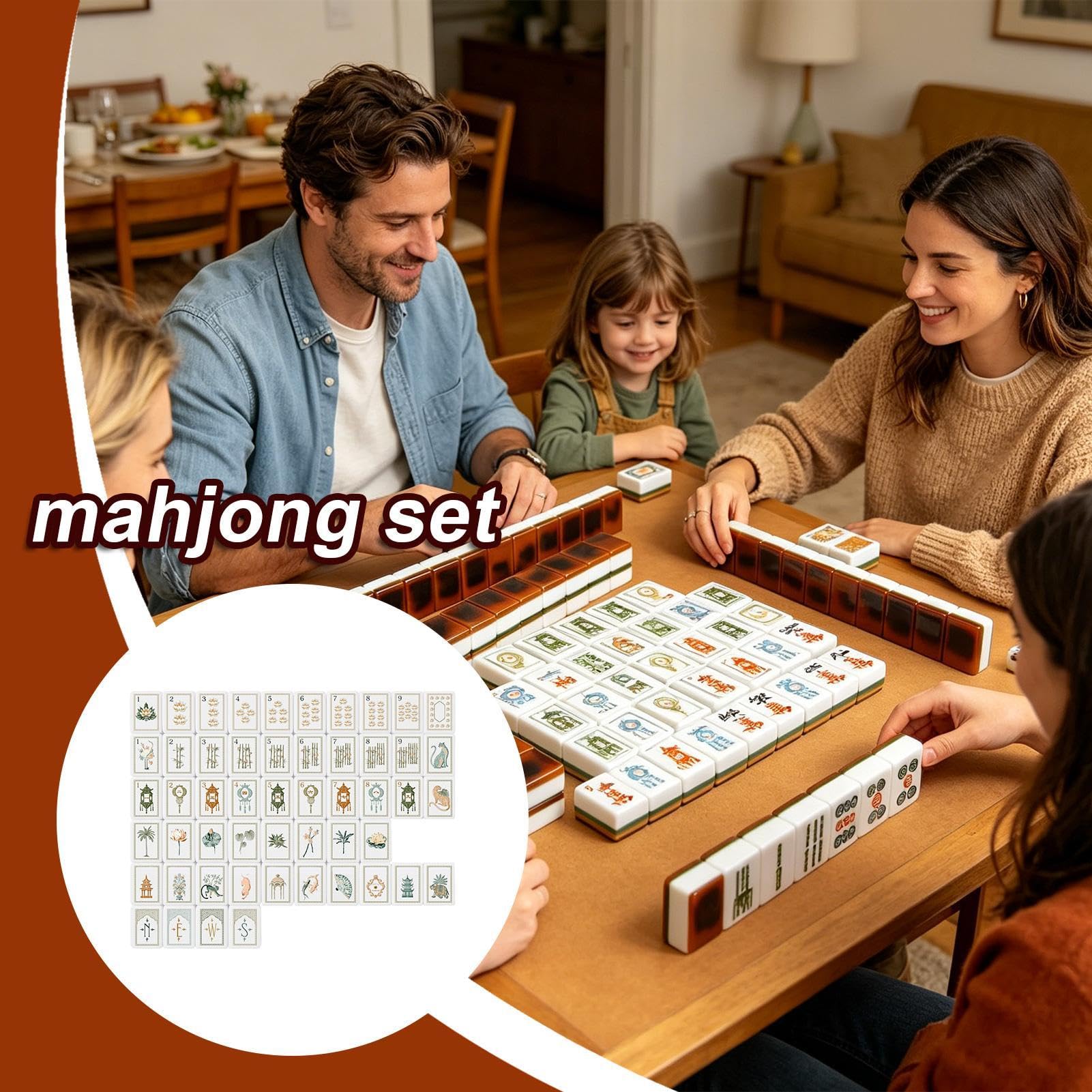 Set di Tiles per Mahjong 160 Pezzi Americano in Acrilico con | Set Americano a Strati Per Casa Viaggi Piscina Feste Adulti Principianti e Giocatori Esperti