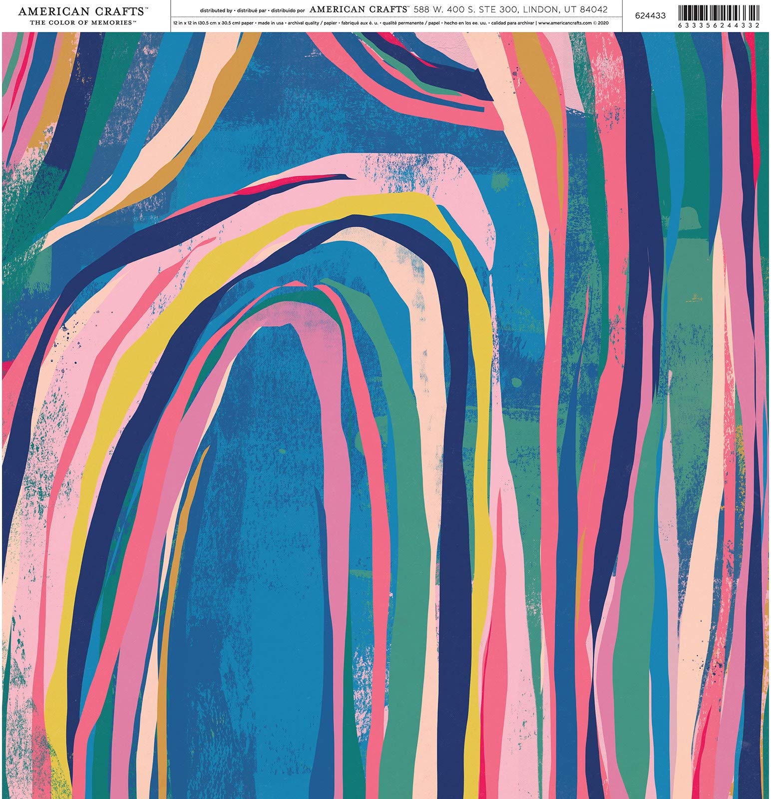 American Crafts Single Sided 12X12 RBOW ABSTR, Rainbow Abstract