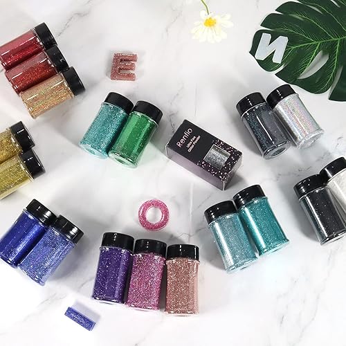 Miniatura 129 de Renfio Polvo ultra fino de purpurina rojo vino oscuro, 2.11 onzas (2.12 oz), copos de PET, manualidades, lentejuelas, decoración de slime, seguro