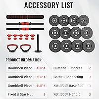 Vista 2 de Fitvids Adjustable Dumbbell Set, 40/60LBS Free Weight Set, Multi-Functional Portable Changeable Dumbbell Barbell Kettlebell Set for Home, Multiple
