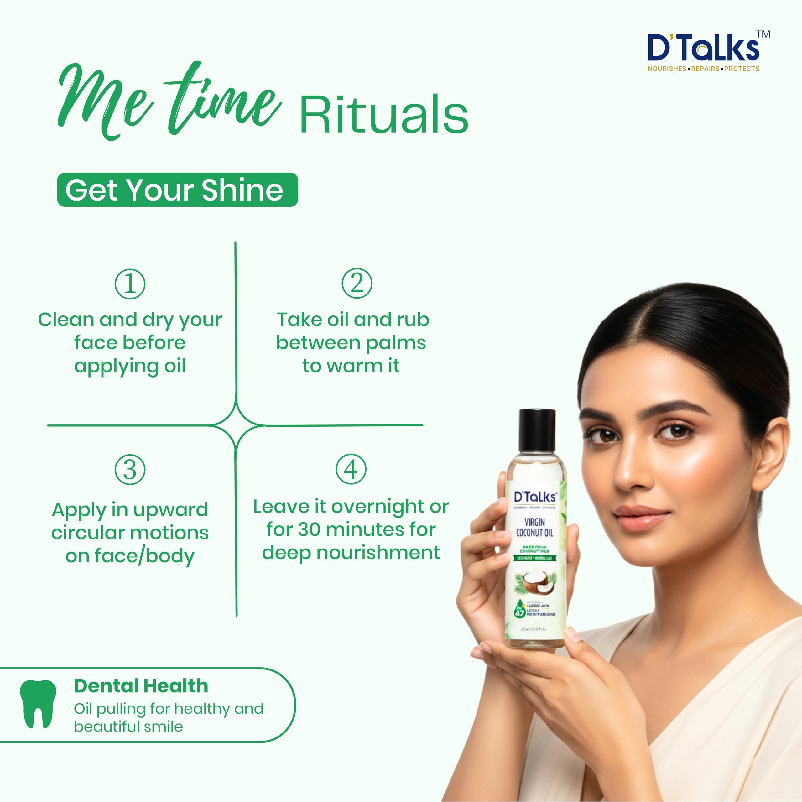 D'Talks Virgin Coconut Oil | Extracted from Coconut Milk | Less Greasy ; Absorbs Easy | Food, Skin & Hair application | Cold Pressed | 100% Pure & Natural | 200ml | - Image 5 thumbnail
